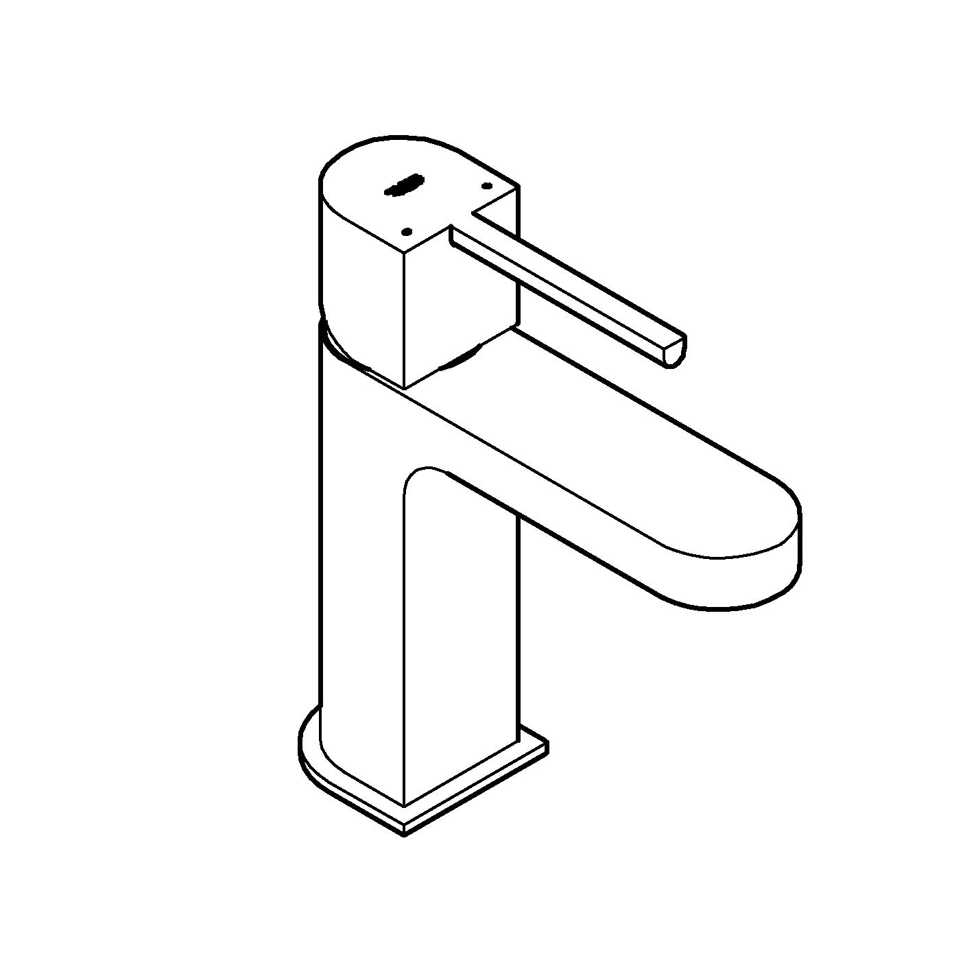 Einhand-Waschtischbatterie Plus 33163_3, S-Size, Einlochmontage, glatter Körper, Push-open Ablaufgarnitur 1 1/4″, chrom