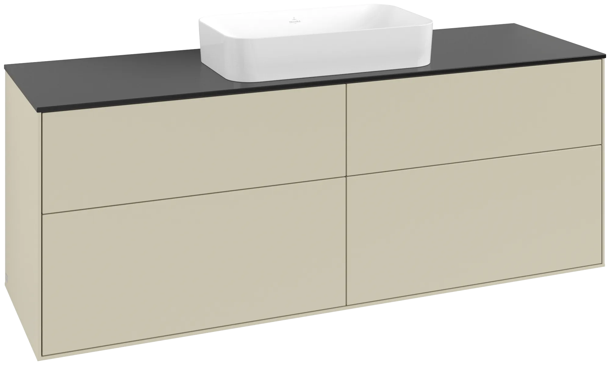 Villeroy & Boch Finion Waschbeckenunterschrank G73 1600x603x501mm Silk Grey Matt Lacquer / Glass Black Matt