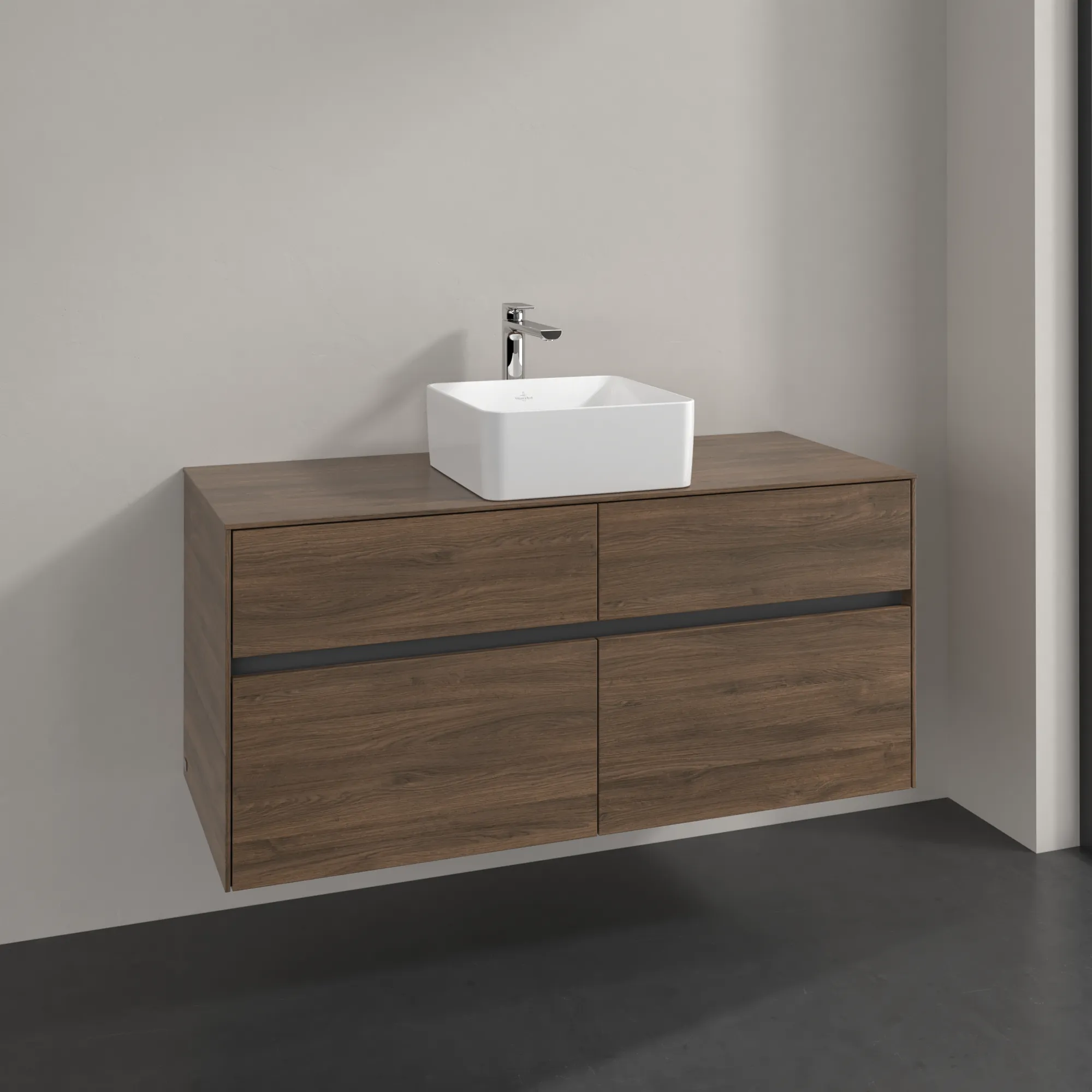 Villeroy & Boch Waschtischunterschrank „Collaro“ 1200 × 548 × 500 mm Arizona Oak, ohne Beleuchtung, für Becken mittig