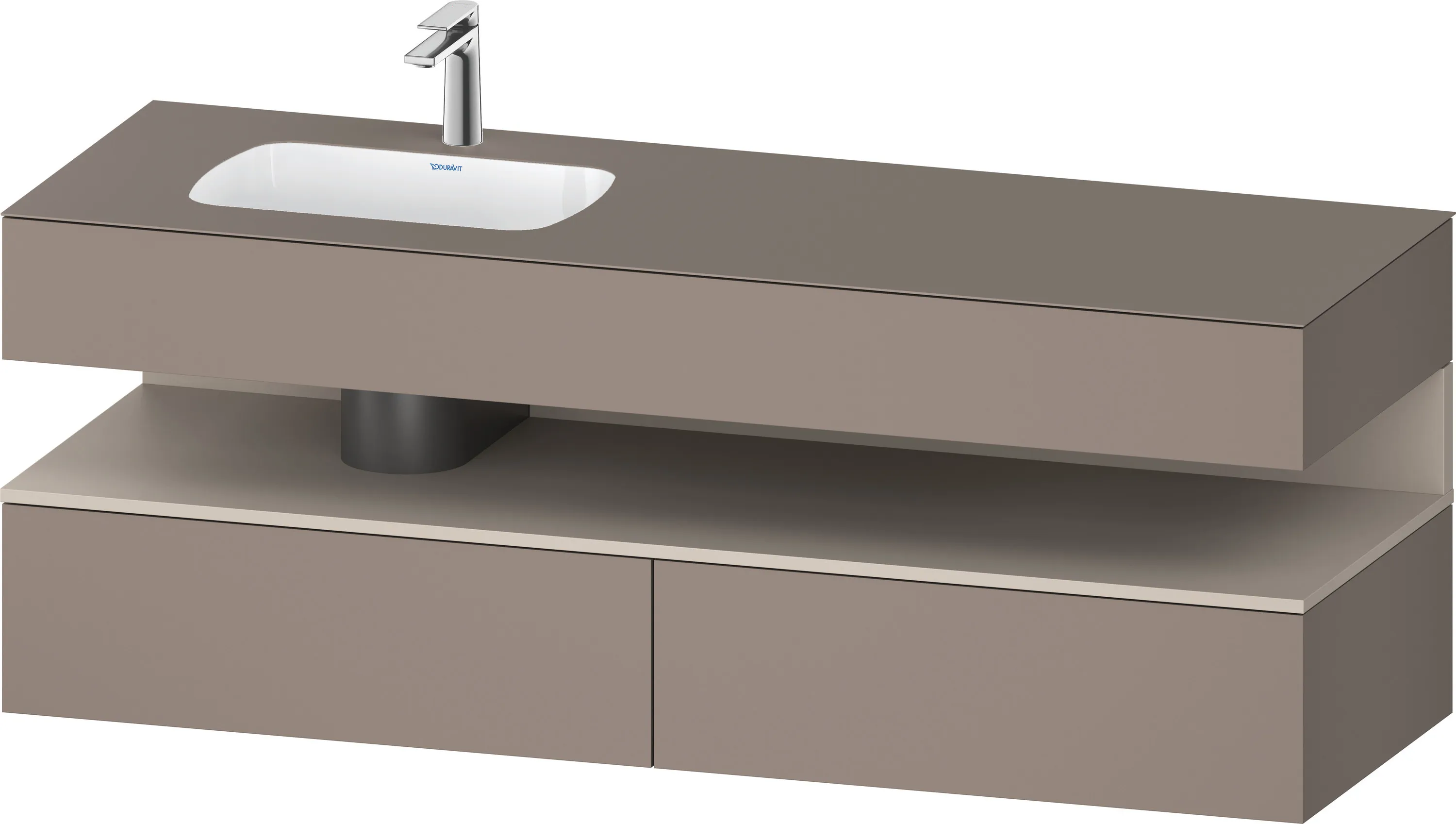 Einbauwaschtisch mit Konsolenwaschtischunterbau „Qatego“ 160 × 50 × 60 cm, ohne Beleuchtung