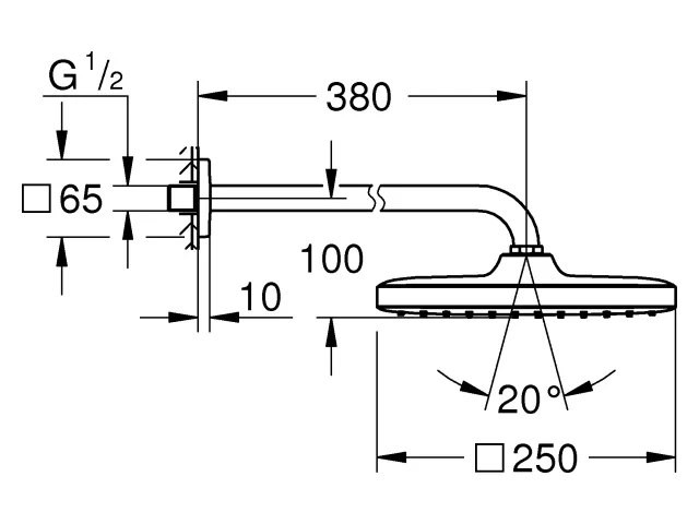 Grohe Tempesta 250 Cube Kopfbrause-Set, 380 mm, 1 Strahlart Grohe Tempesta 250 Cube Kopfbrause-Set, 380 mm, 1 Strahlart