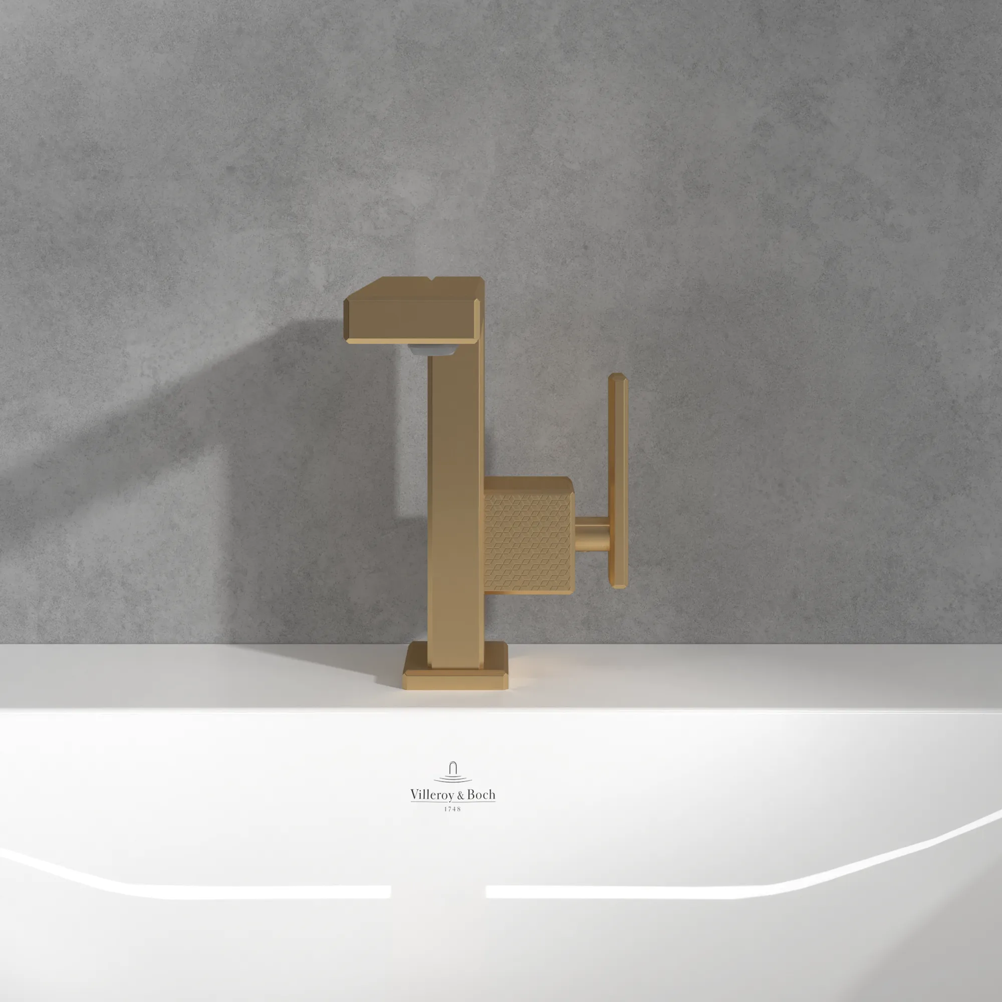 Villeroy & Boch Einhebel-Waschtischarmatur Mettlach, eckig, Brushed Gold, 173 mm Höhe, 113 x 200 mm Maße