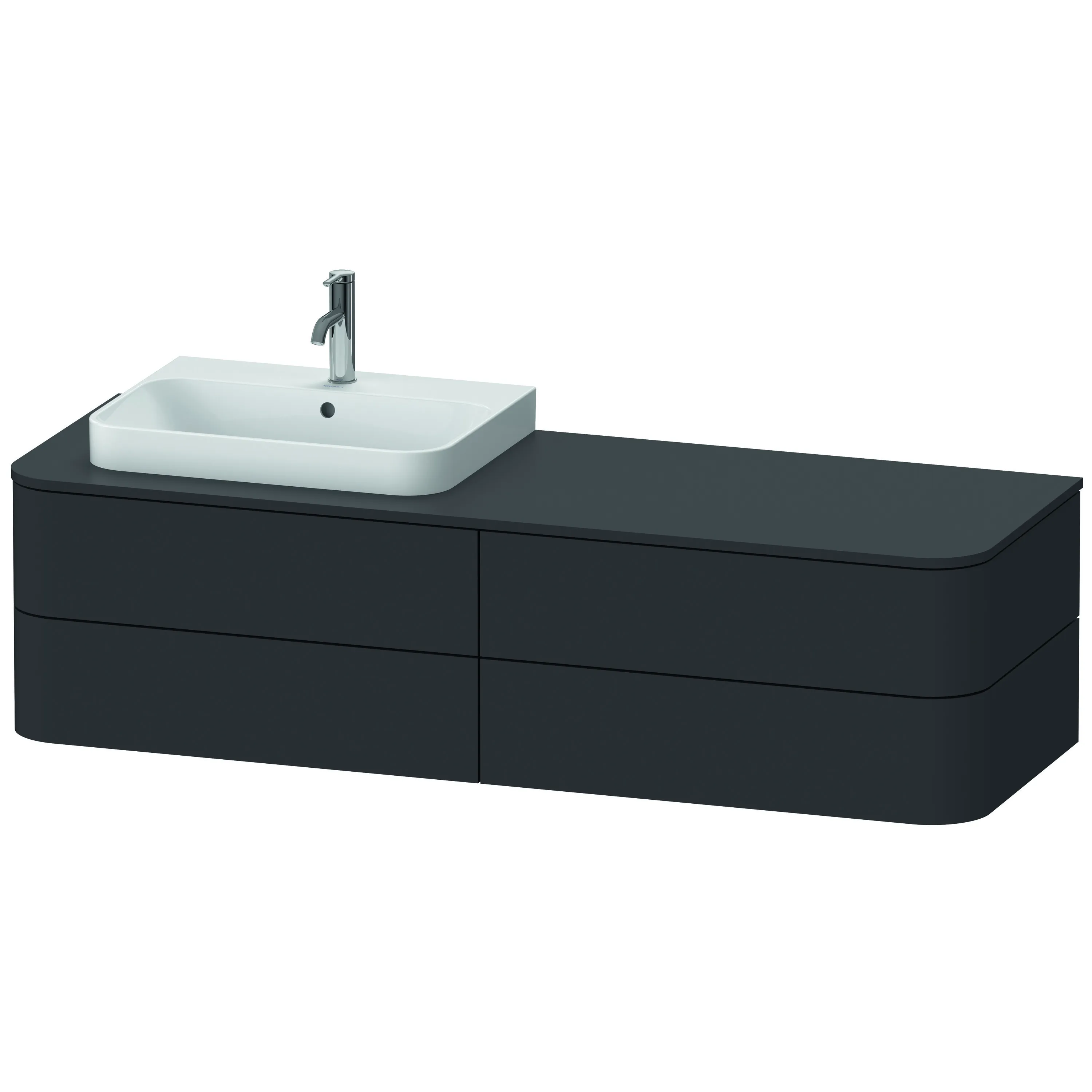 Duravit Waschtischunterschrank wandhängend „Happy D.2 Plus“ 160 × 40,8 × 55 cm Graphit Supermatt, links Duravit Waschtischunterschrank wandhängend „Happy D.2 Plus“ 160 × 40,8 × 55 cm Graphit Supermatt, links