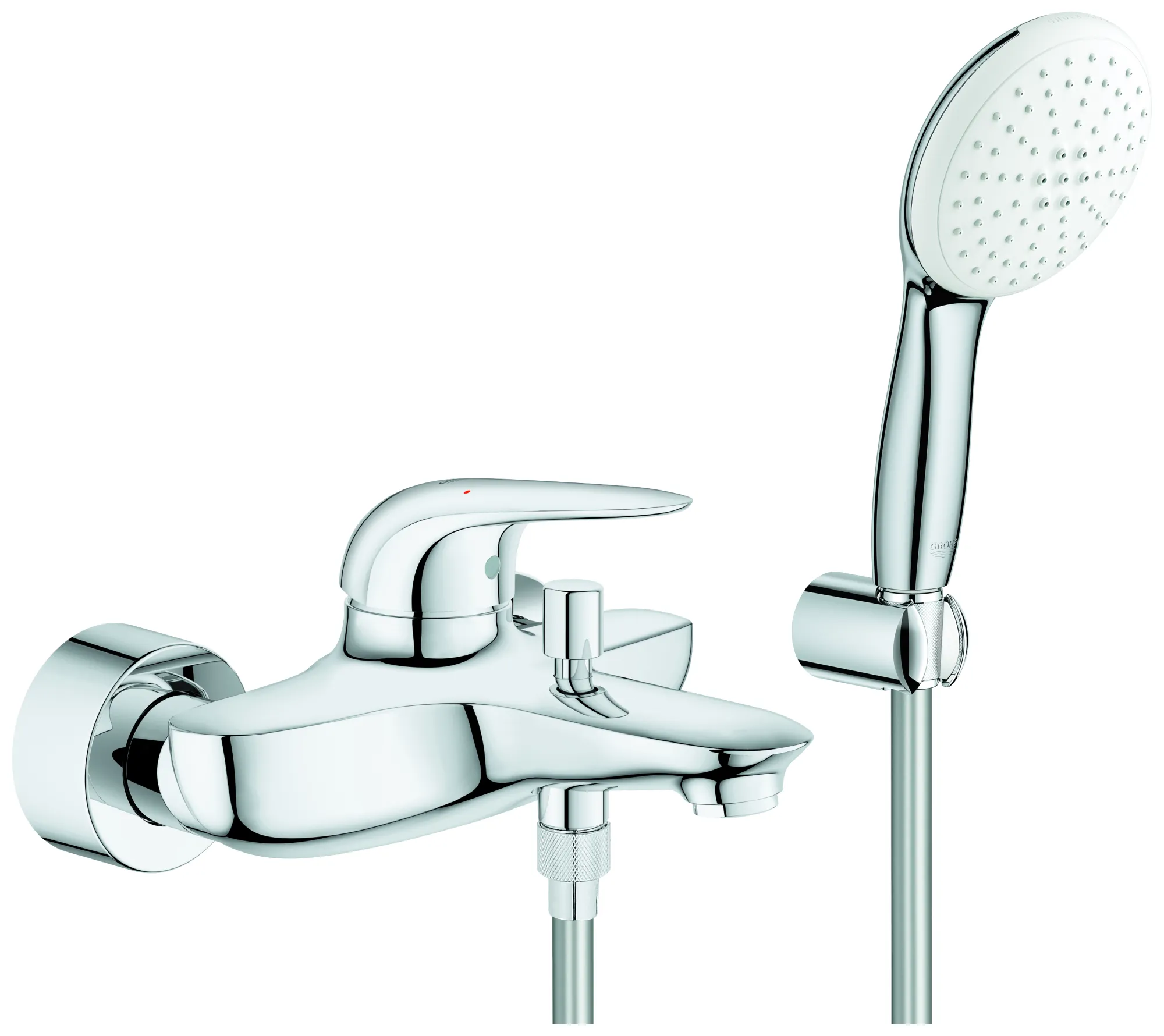 Einhand-Wannenbatt. Eurostyle 25286_3, geschlossener Metall-Hebelgriff, mit Tempesta 110 Wandhalterset 1 Strahlart: Rain, maximaler Durchfluss (bei 3 bar): 8.7 l/min, chrom Einhand-Wannenbatt. Eurostyle 25286_3, geschlossener Metall-Hebelgriff, mit Tempesta 110 Wandhalterset 1 Strahlart: Rain, maximaler Durchfluss (bei 3 bar): 8.7 l/min, chrom