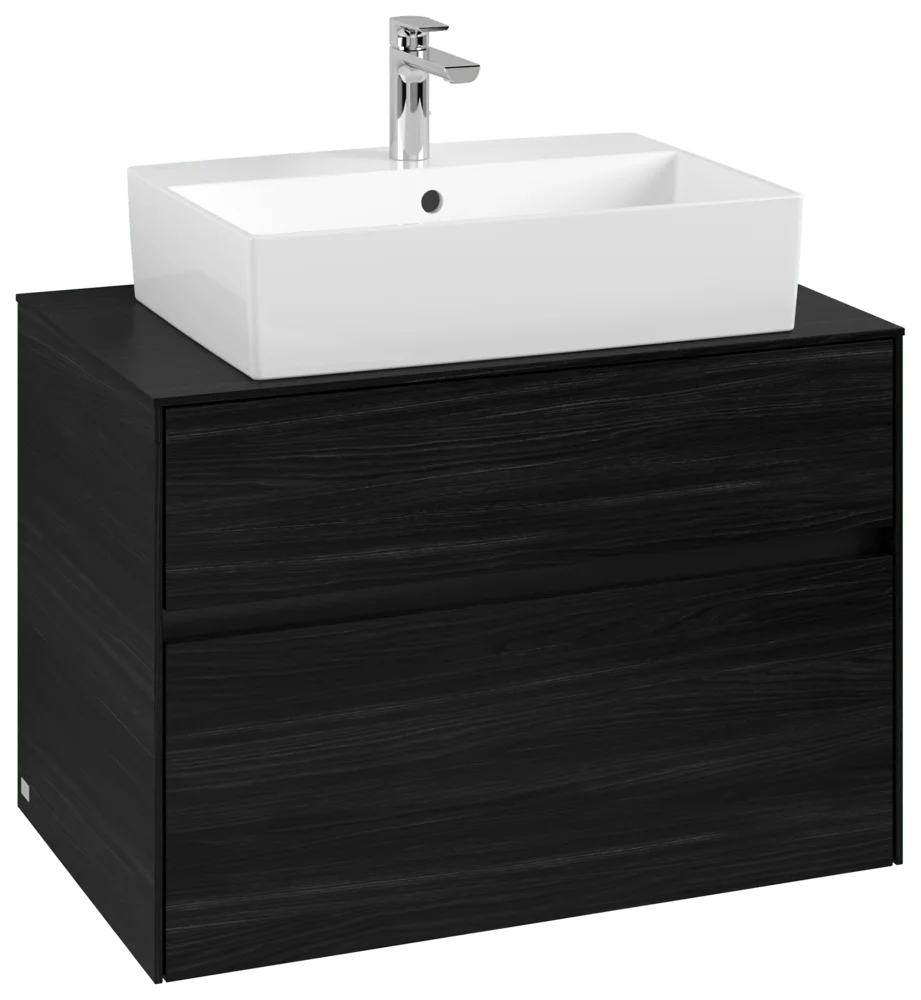 Villeroy & Boch Waschbeckenunterschrank Collaro C124B0, Eckig Black Oak, 800x548x500mm, mit Beleuchtung und SoftClosing
