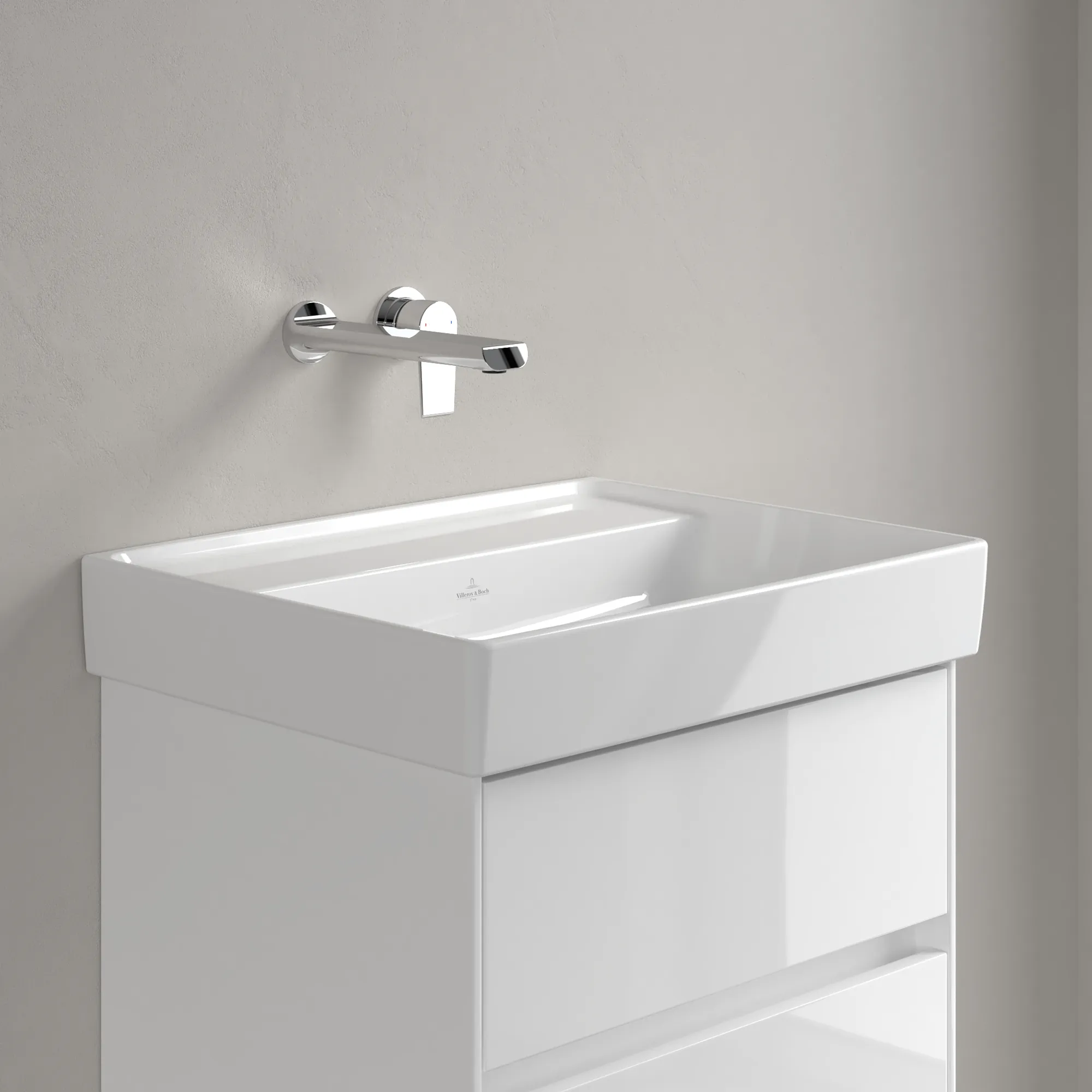 Villeroy & Boch Wandwaschtisch aus TitanCeram „Collaro“ 550 × 440 × 160 mm, ohne Hahnlochbohrung in Weiß Alpin Villeroy & Boch Wandwaschtisch aus TitanCeram „Collaro“ 550 × 440 × 160 mm, ohne Hahnlochbohrung in Weiß Alpin