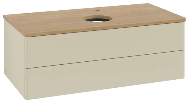 Villeroy & Boch Waschtischunterschrank „Antao“ 1000 × 360 × 500 mm Silk Grey Matt Lacquer, für Becken mittig, mit Beleuchtung