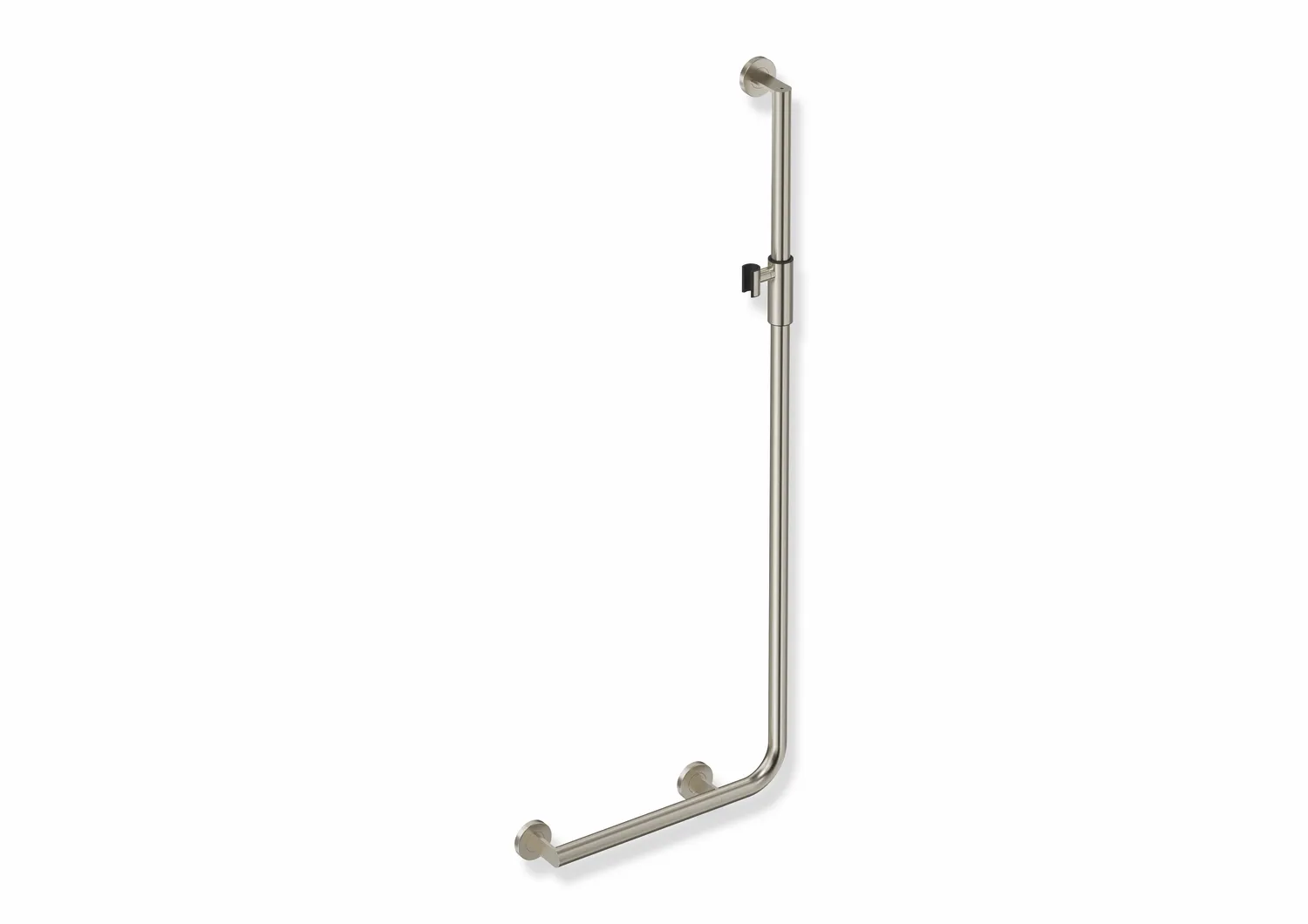 Winkelgriff mit Brausehalter, Edelstahl, PVD, waagerechte Länge 450 mm, senkrechte Länge 1250 mm, D: 32 mm, Ausführung links, mit magnetischem Brausehalter, in Farbe CK (messing glänzend) Winkelgriff mit Brausehalter, Edelstahl, PVD, waagerechte Länge 450 mm, senkrechte Länge 1250 mm, D: 32 mm, Ausführung links, mit magnetischem Brausehalter, in Farbe CK (messing glänzend)