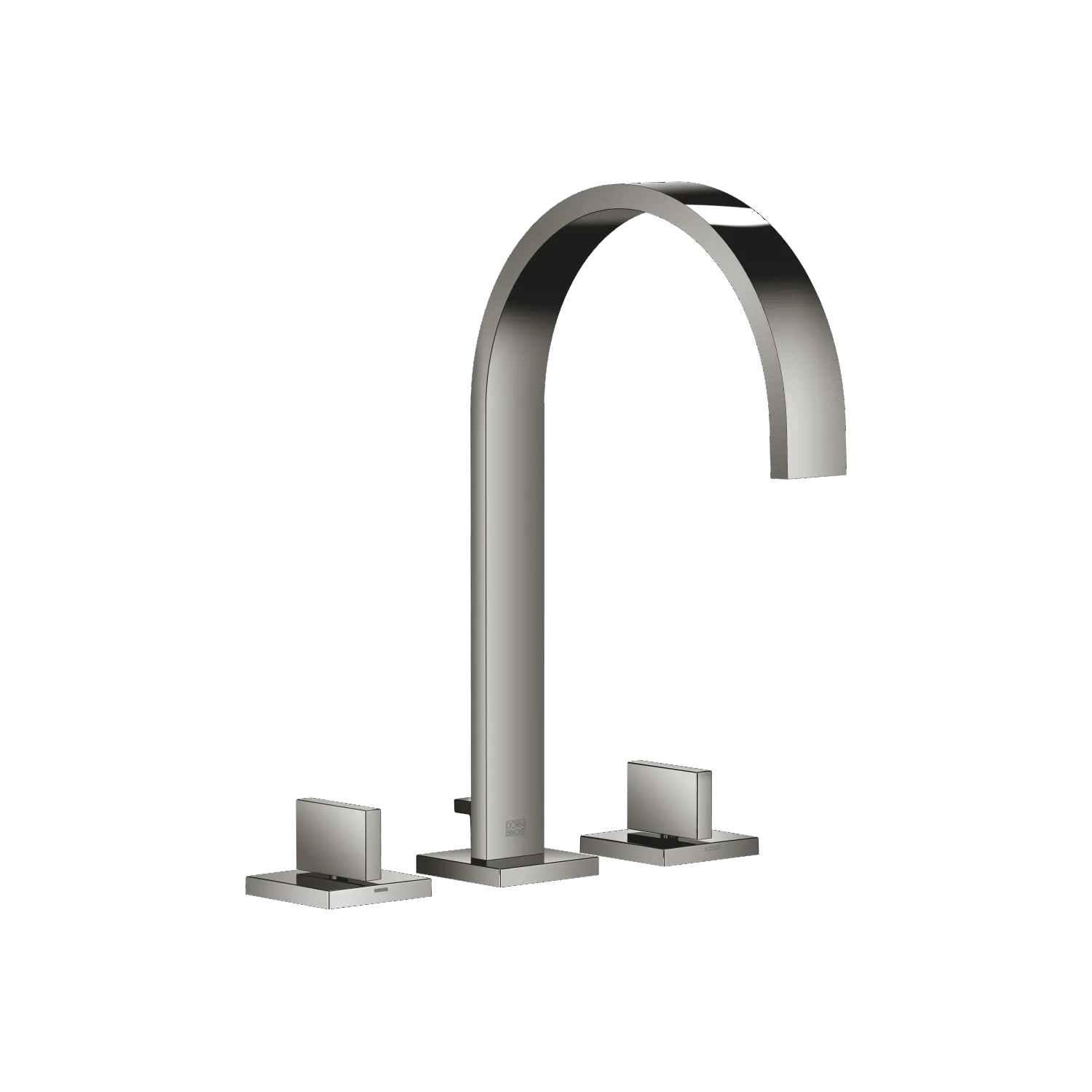 Dornbracht MEM Waschtisch-Dreilochbatterie mit Ablaufgarnitur - Dark Chrome, Ausladung 200 mm, Armaturenhöhe 320 mm, Bohrungsdurchmesser Auslauf 35 mm