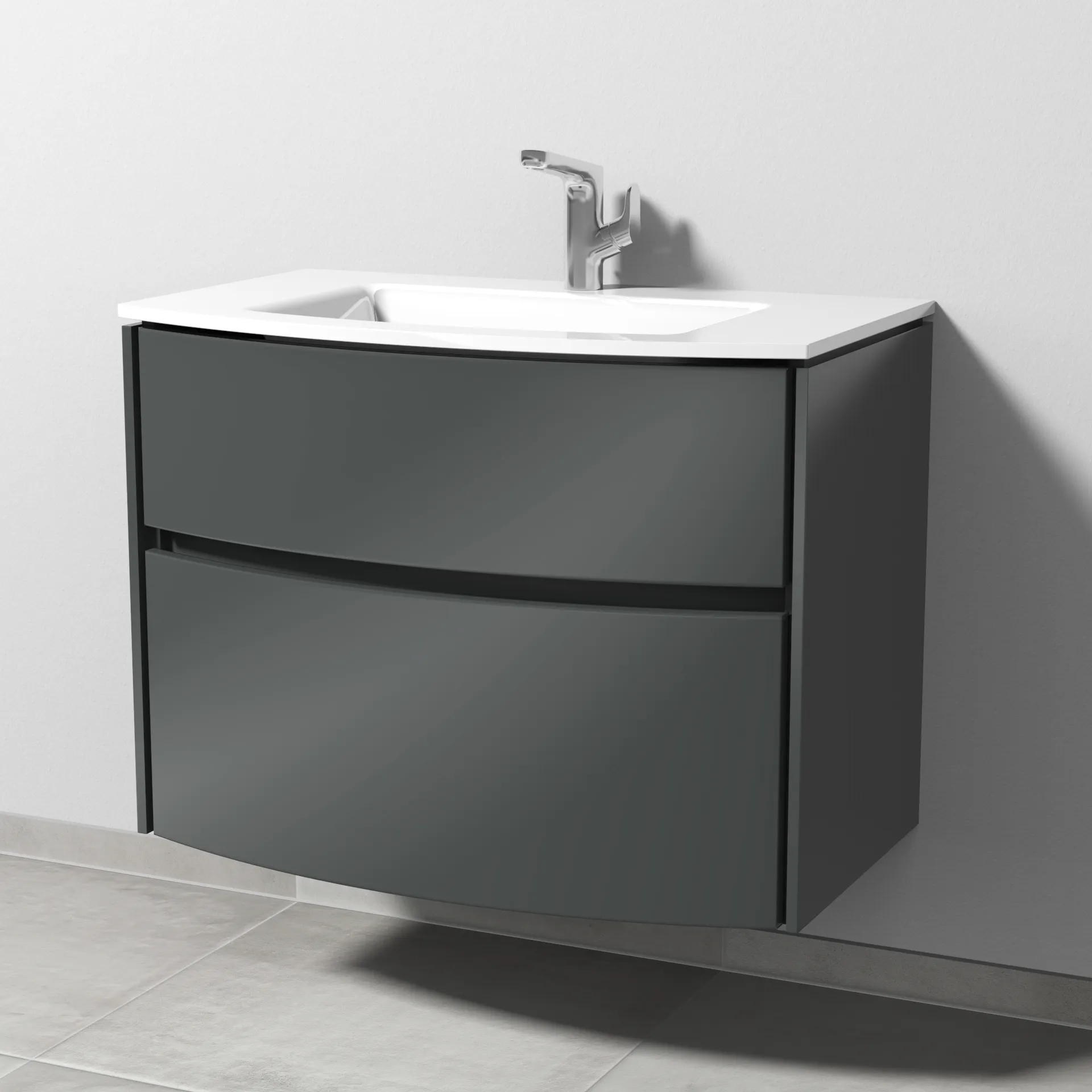 Sanipa Waschtischunterschrank „Twiga“ 818 × 605 × 459 mm in Anthrazit (glanz), ohne Beleuchtung