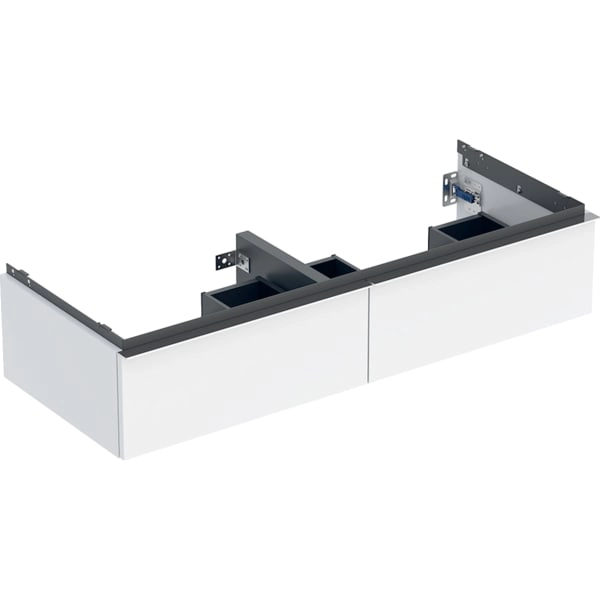 Geberit iCon Unterschrank für Doppelwaschtisch, 118,4 x 24,7 x 47,6 cm, weiß hochglänzend, Griff hoch-glanzverchromt Geberit iCon Unterschrank für Doppelwaschtisch, 118,4 x 24,7 x 47,6 cm, weiß hochglänzend, Griff hoch-glanzverchromt