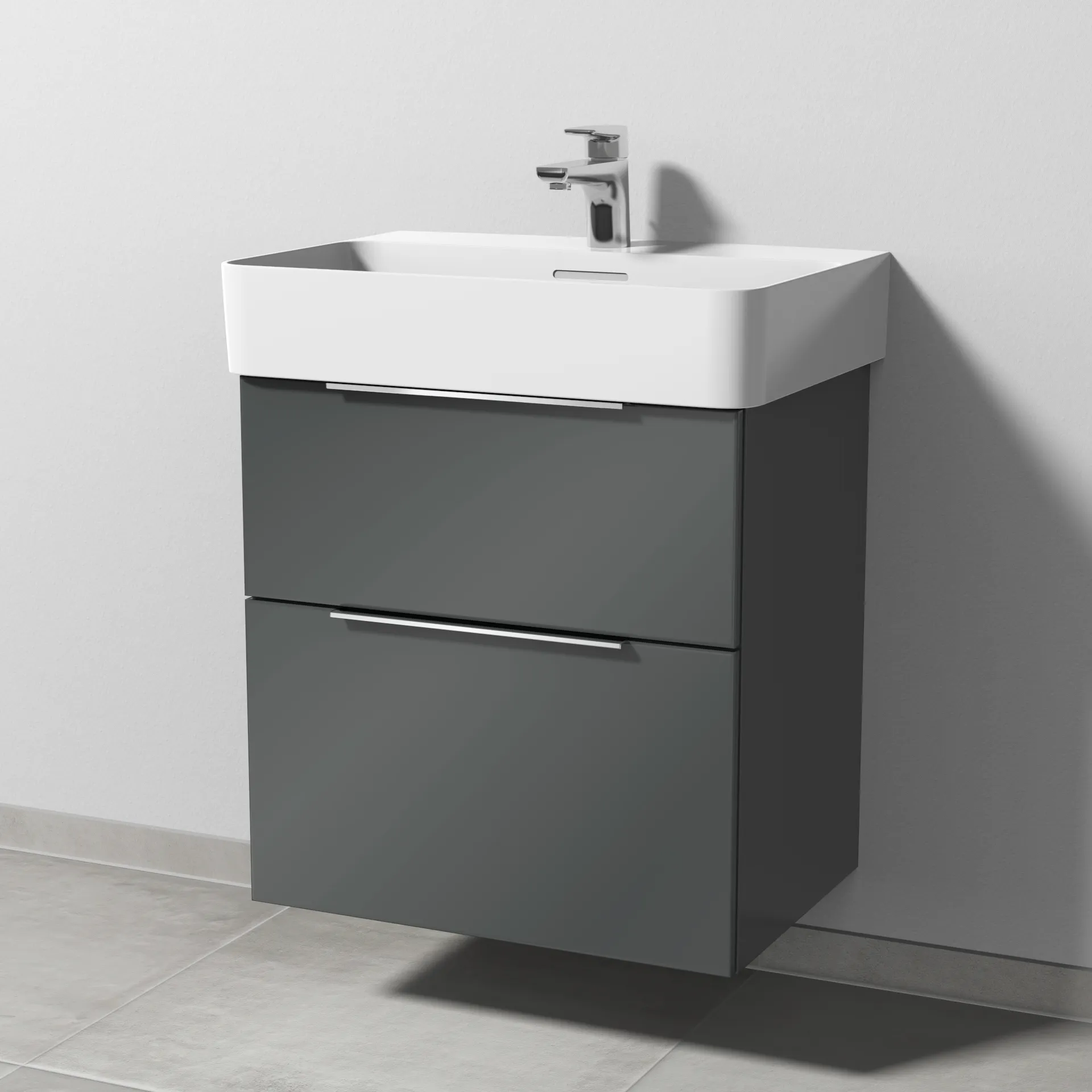 Sanipa Waschtischunterschrank „3way“ 560 × 588 × 397 mm in Anthrazit (glanz) Sanipa Waschtischunterschrank „3way“ 560 × 588 × 397 mm in Anthrazit (glanz)