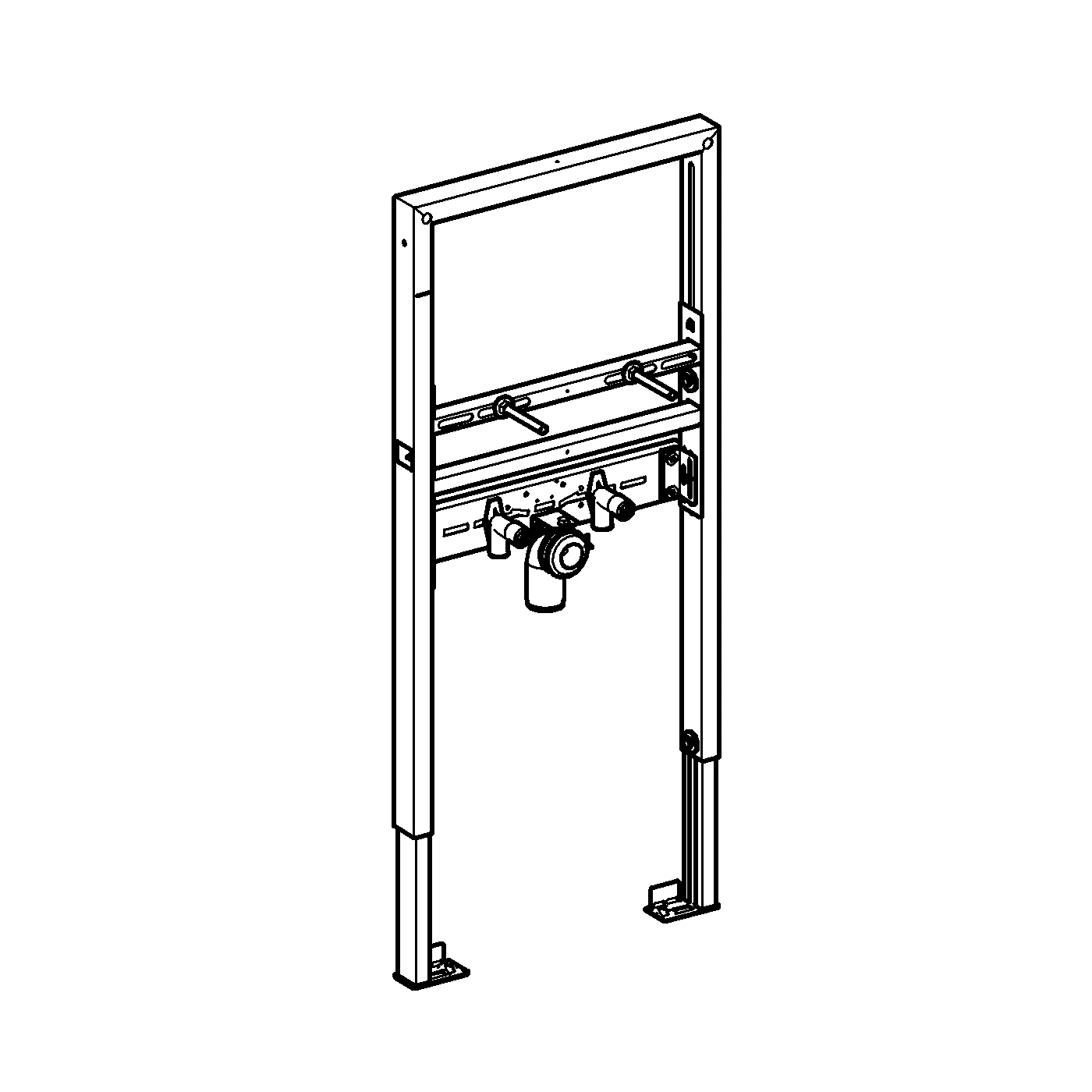 Waschtisch-Element Rapid SL 39052, 1,13 m Bauhöhe, für Einlochbatterie, für Vorwand- oder Ständerwandmontage, mit Schallschutz, 2 schallgedämmte Armaturenanschlüsse DN 15, HT-Ablaufbogen DN 50