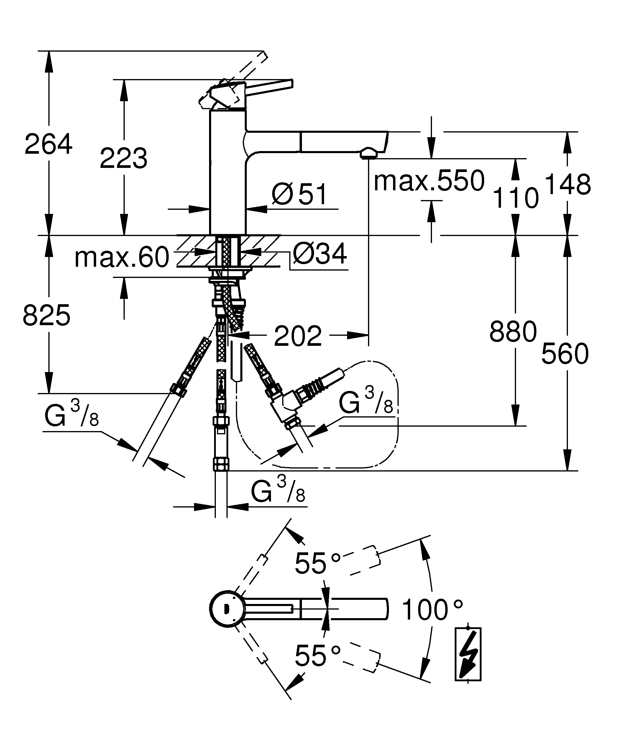 Einhand-Spültischbatterie Concetto 31214_1, mittelhoher Auslauf, Einlochmontage, Niederdruck für offene Warmwasserbereiter, eigensicher, chrom