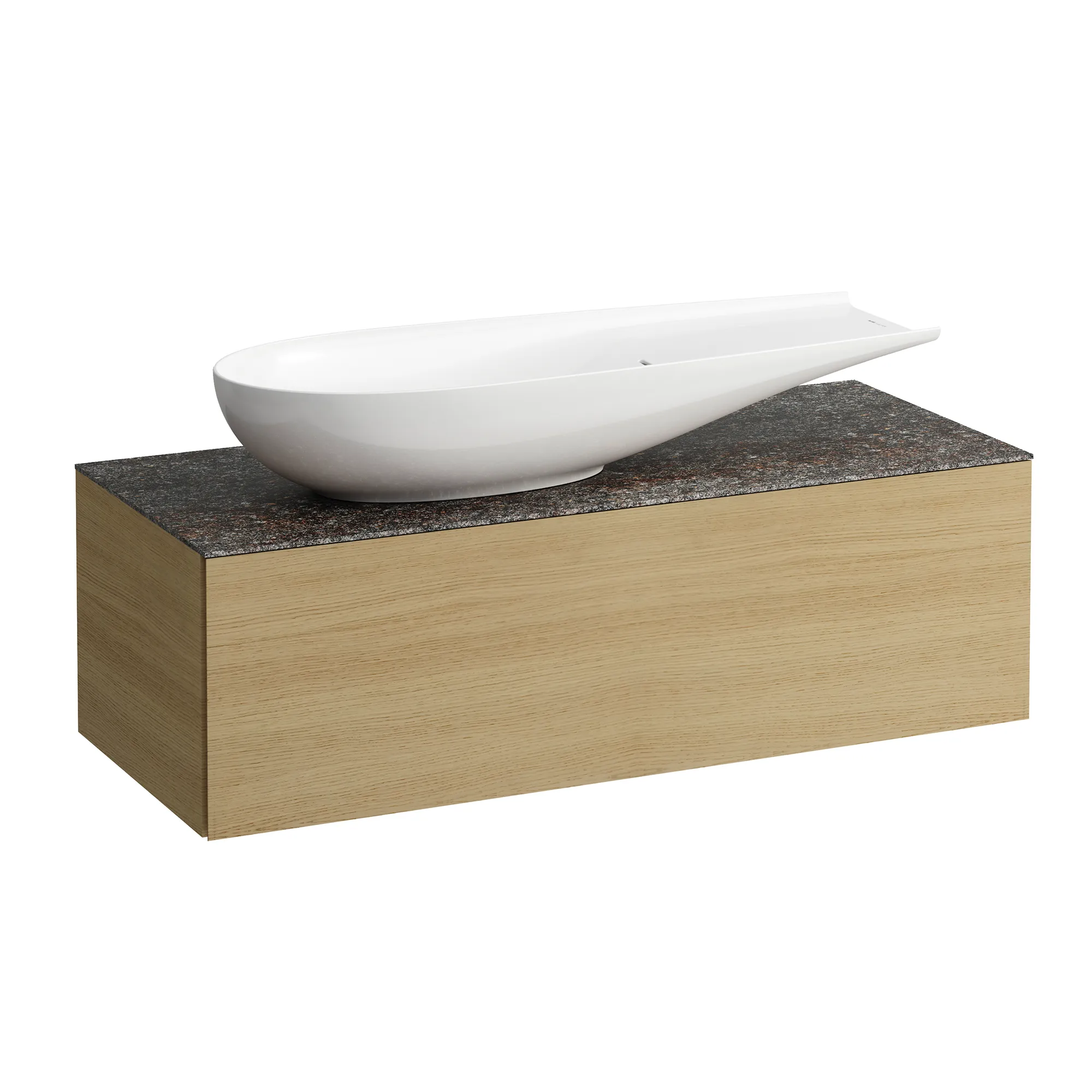 Laufen Schubladenelement „Ilbagnoalessi“ 500 × 370 × 1200 mm Eiche hell, mit Hahnlochbohrung, links