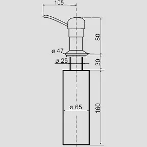 Seifenspender für multiset, lineo Becken und maxi Becken 27 × ⌀ 6,5 cm Ausladung 105 mm in Edelstahl (gebürstet)