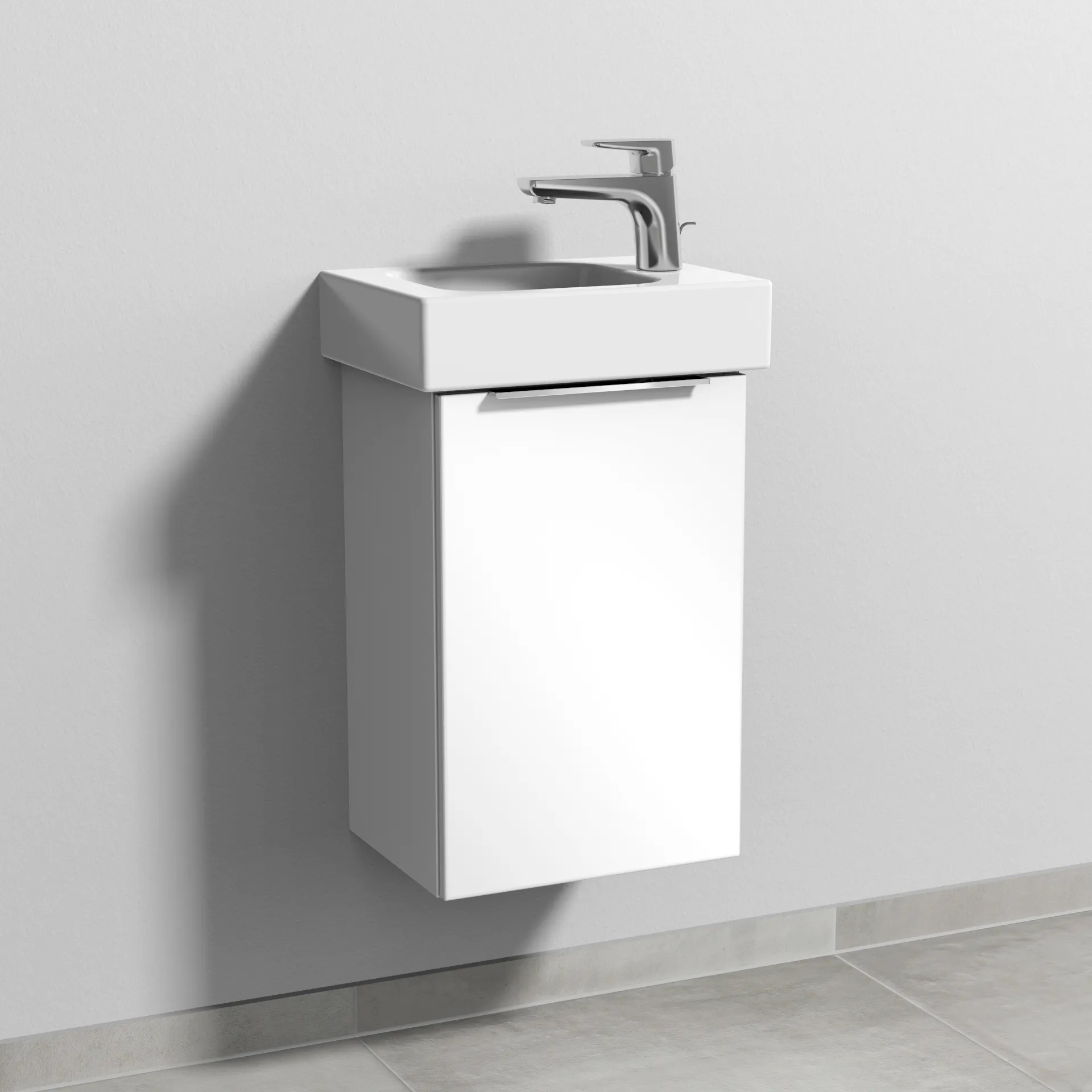 Sanipa Waschtischunterschrank „3way“ passend zu Keramik-Waschtische iCon von Geberit 335 × 523 × 267 mm in Weiß (glanz), Anschlag rechts