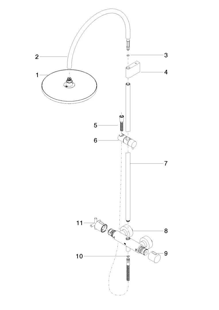 Dornbracht Tara Showerpipe mit Brause-Thermostat ohne Handbrause 300mm, Champagne gebürstet (22kt Gold) Dornbracht Tara Showerpipe mit Brause-Thermostat ohne Handbrause 300mm, Champagne gebürstet (22kt Gold)