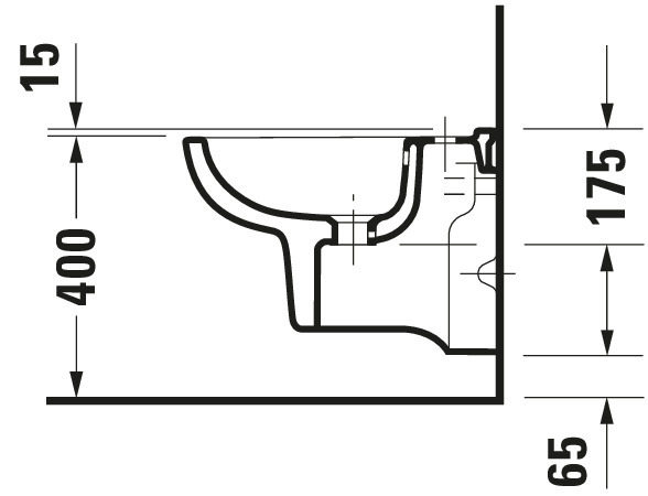 Wand-Bidet D-Code Compact 480 mm mit ÜL, mit HLB, 1 HL, weiß