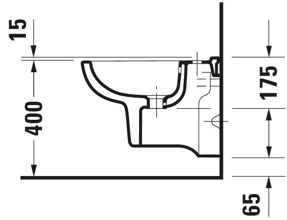 Duravit Wand-Bidet Compact „D-Code“, Befestigung sichtbar, mit Hahnlochbank 48 × 35 × 48 × 35 cm