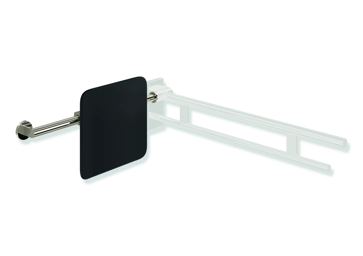 HEWI Rückensstütze System 900, PVD-beschichtet, Nickel glänzend, schwarz, Achsmaß verstellbar 616-716 mm, Tiefe 150 mm HEWI Rückensstütze System 900, PVD-beschichtet, Nickel glänzend, schwarz, Achsmaß verstellbar 616-716 mm, Tiefe 150 mm
