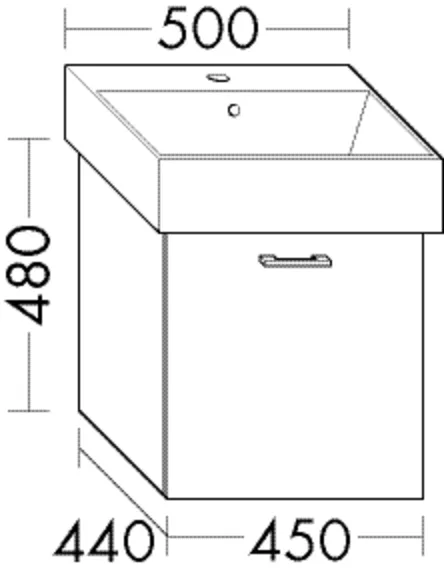 Waschtischunterschrank Sys30 von burgbad – Premium 50VPN, 1 Auszug, 440x450x480 mm, Wanneneinbaumaß 350 mm