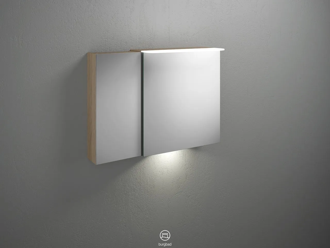 Burgbad Spiegelschrank Badu SFUB090, 310x900x665 mm, LED-Aufsatzleuchte 4200 K, Schalter-Steckdosenelement, Glaseinlegeböden Burgbad Spiegelschrank Badu SFUB090, 310x900x665 mm, LED-Aufsatzleuchte 4200 K, Schalter-Steckdosenelement, Glaseinlegeböden