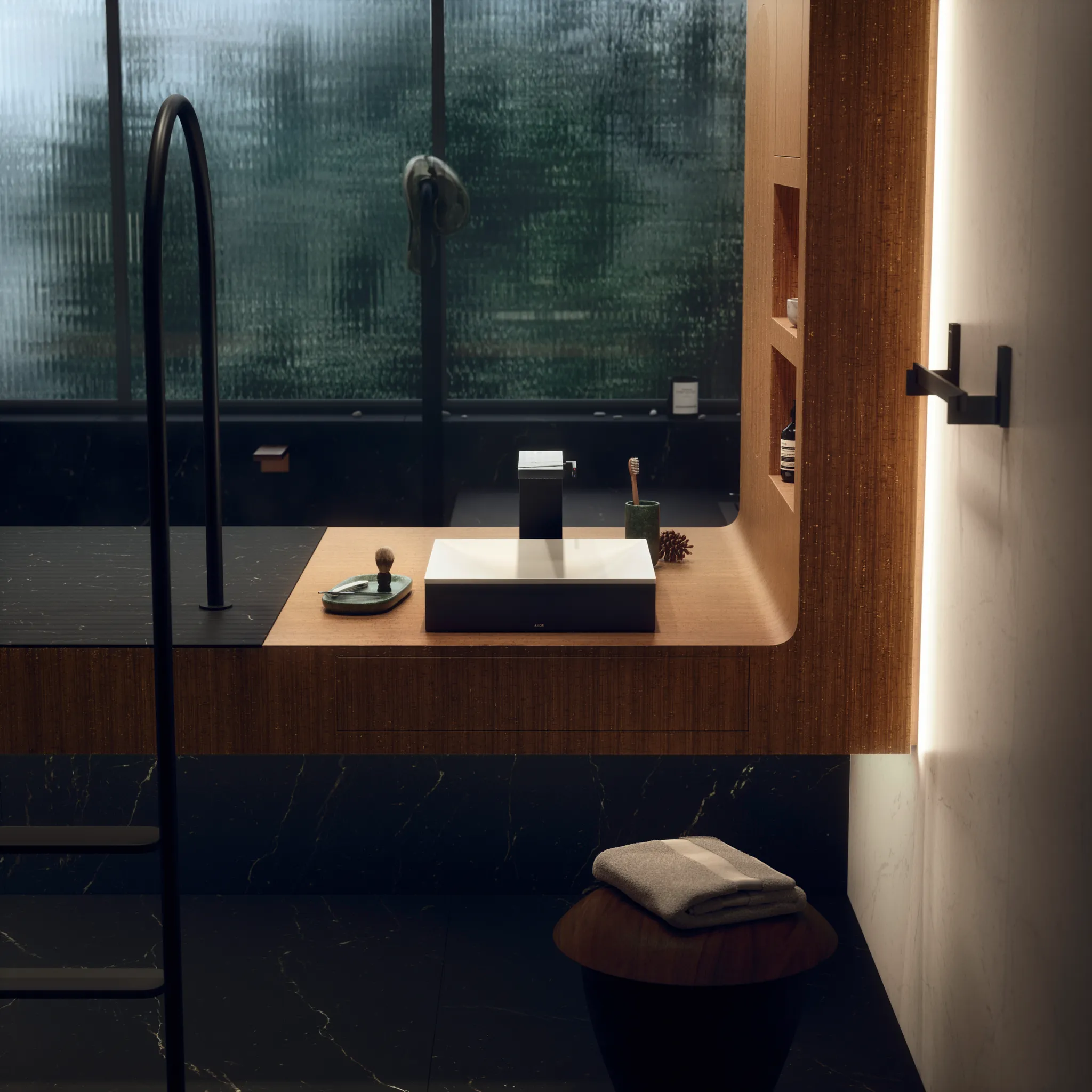 Hansgrohe AXOR MyEdition Mischer mit Platte 245 Marmor Lasa Covelano Vena Oro Hansgrohe AXOR MyEdition Mischer mit Platte 245 Marmor Lasa Covelano Vena Oro