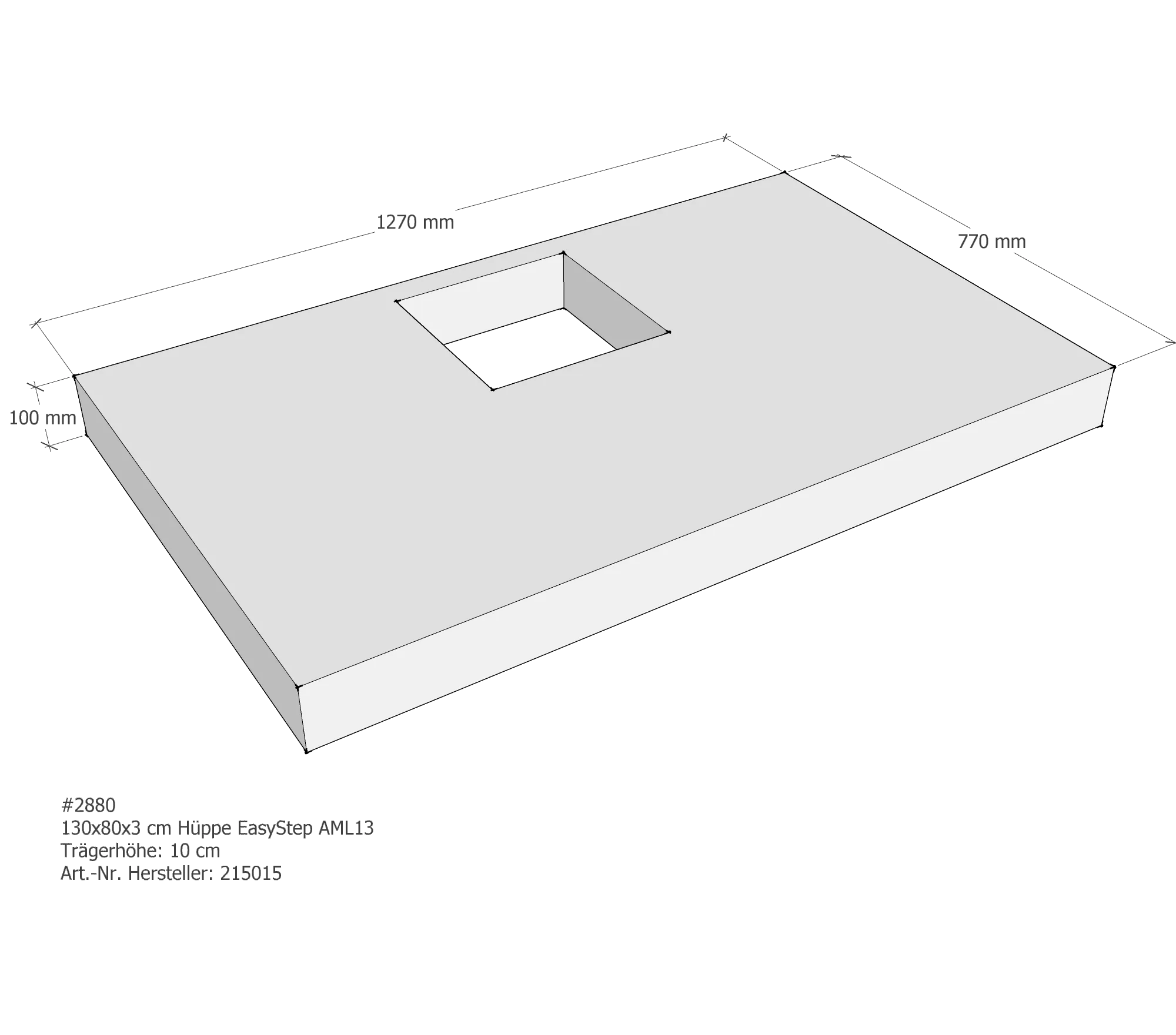 Duschwannenträger für Hüppe EasyStep 130 × 80 × 3 cm
