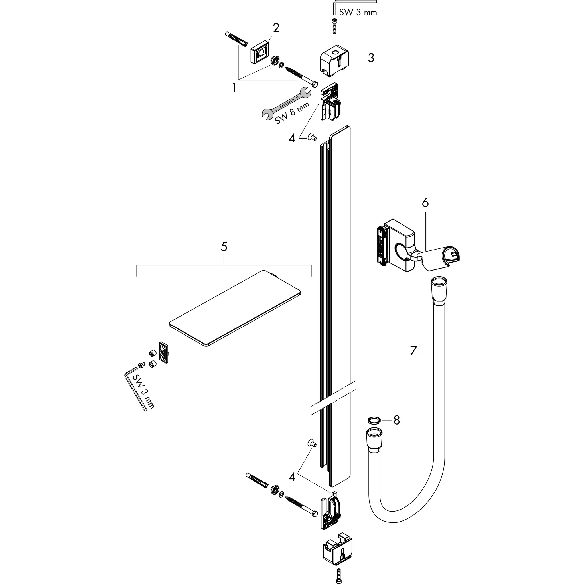 Hansgrohe Unica Raindance E Wandstangen, chrom, 90 cm Hansgrohe Unica Raindance E Wandstangen, chrom, 90 cm
