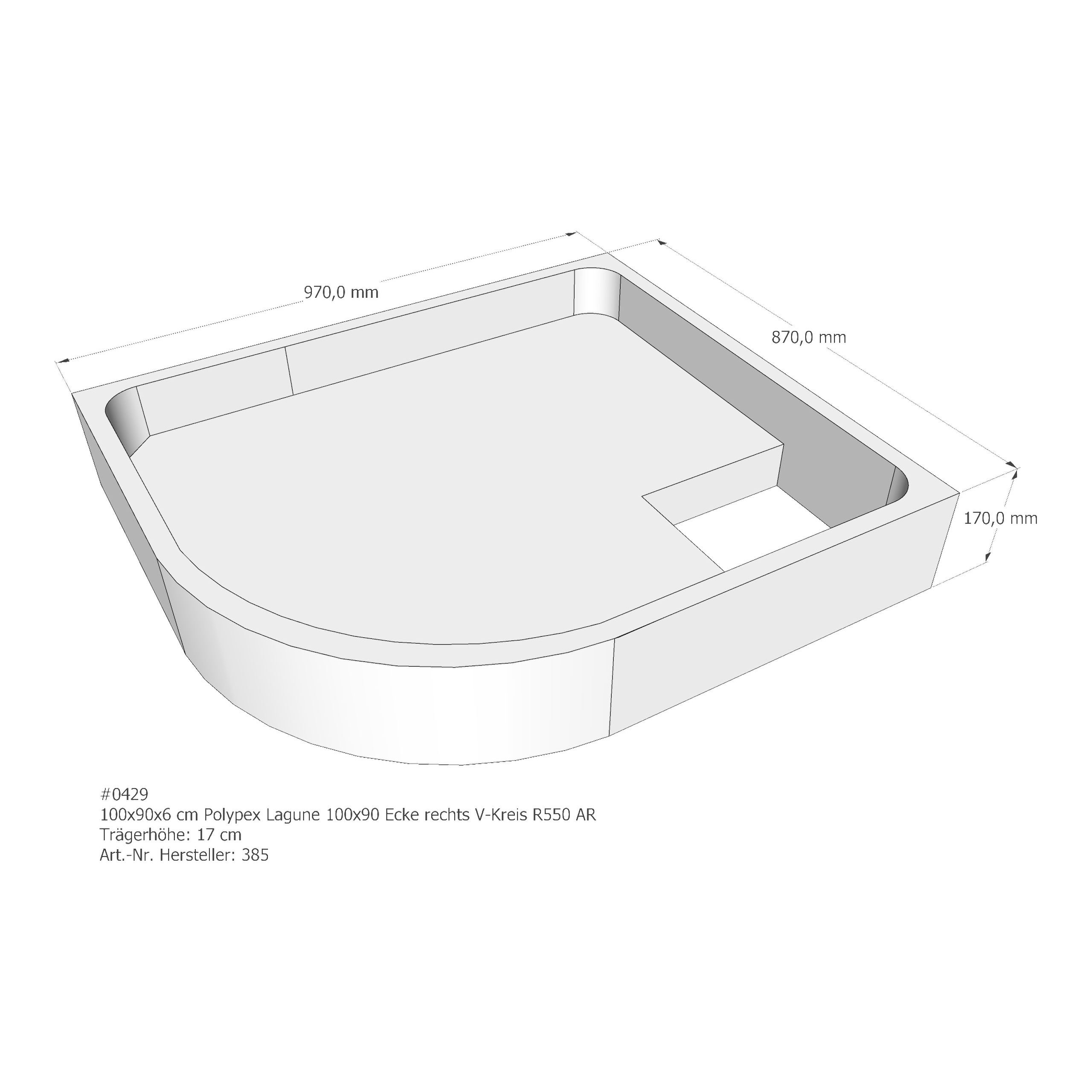 Duschwannenträger für Polypex Lagune 100x90 rechts 100 × 90 × 6 cm