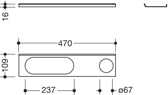 HEWI Ablage in 47 × 1,5 × 10,2 cm