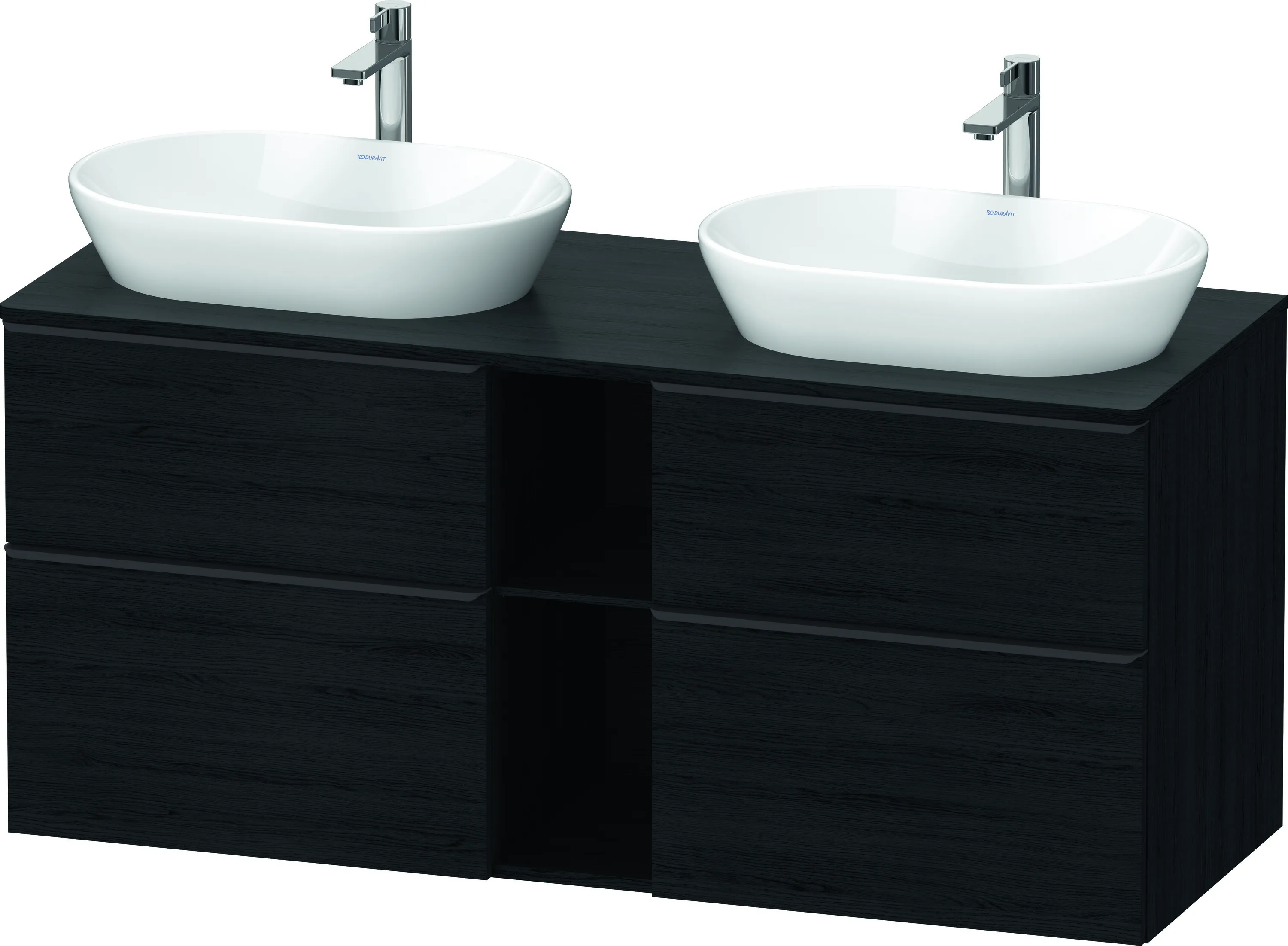 Duravit Waschtischunterschrank wandhängend „D-Neo“ 140 × 66,4 × 55 cm Eiche Schwarz