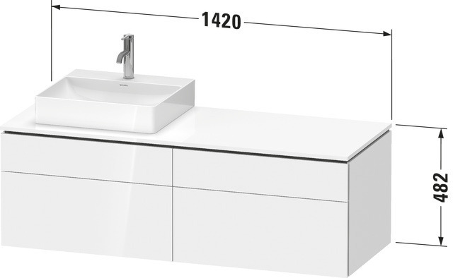 Duravit Waschtischunterschrank wandhängend „L-Cube“ 142 × 48,2 × 55 cm Graphit Supermatt, rechts Duravit Waschtischunterschrank wandhängend „L-Cube“ 142 × 48,2 × 55 cm Graphit Supermatt, rechts