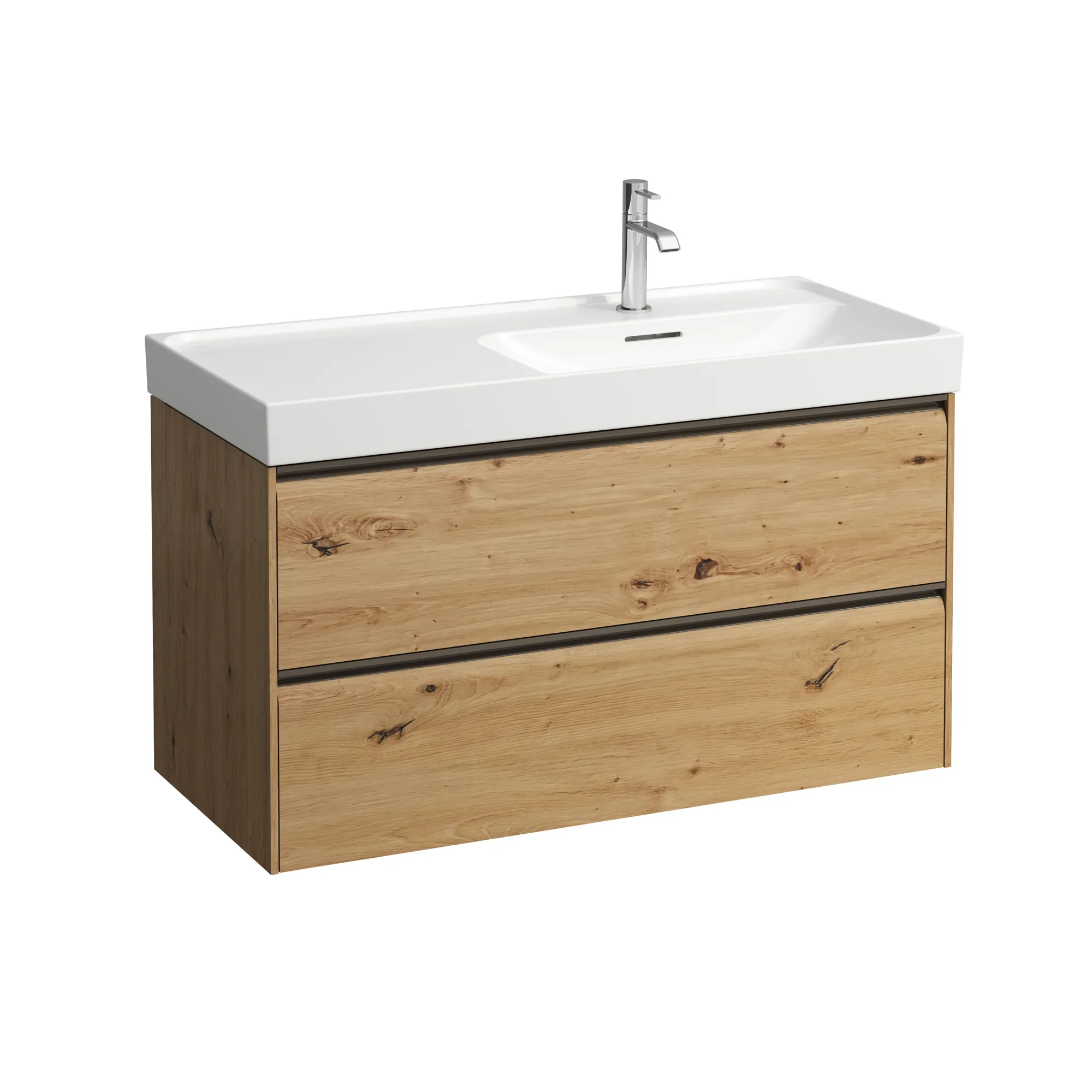 Waschtischunterbau MEDA 448x984x515 2 Schubladen integrierte Griffleiste für Waschtisch H817117 weiß matt
