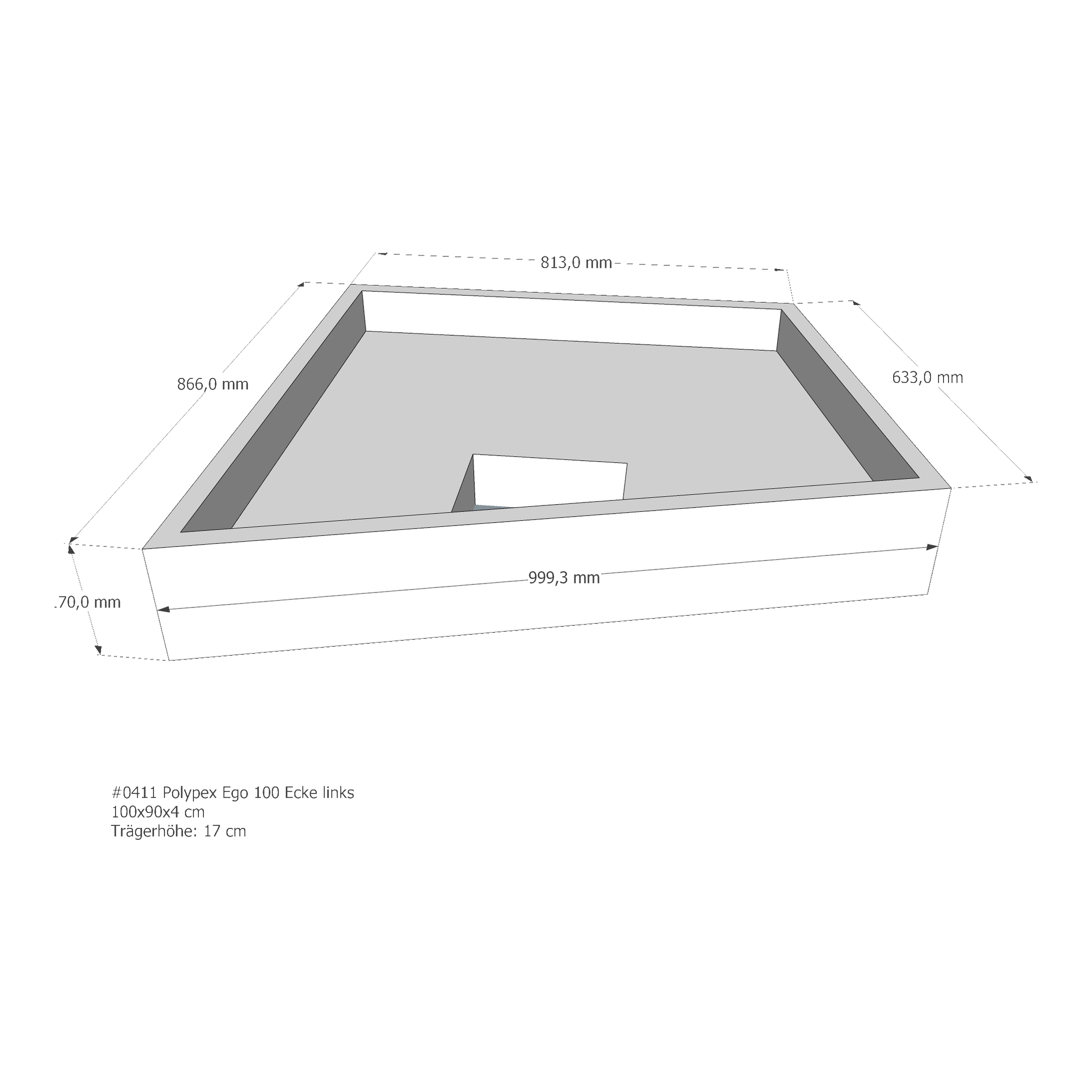Duschwannenträger für Polypex Ego 100 Ecke links 100 × 90 × 4 cm Sonderangebot 0411 Duschwannenträger für Polypex Ego 100 Ecke links 100 × 90 × 4 cm Sonderangebot 0411