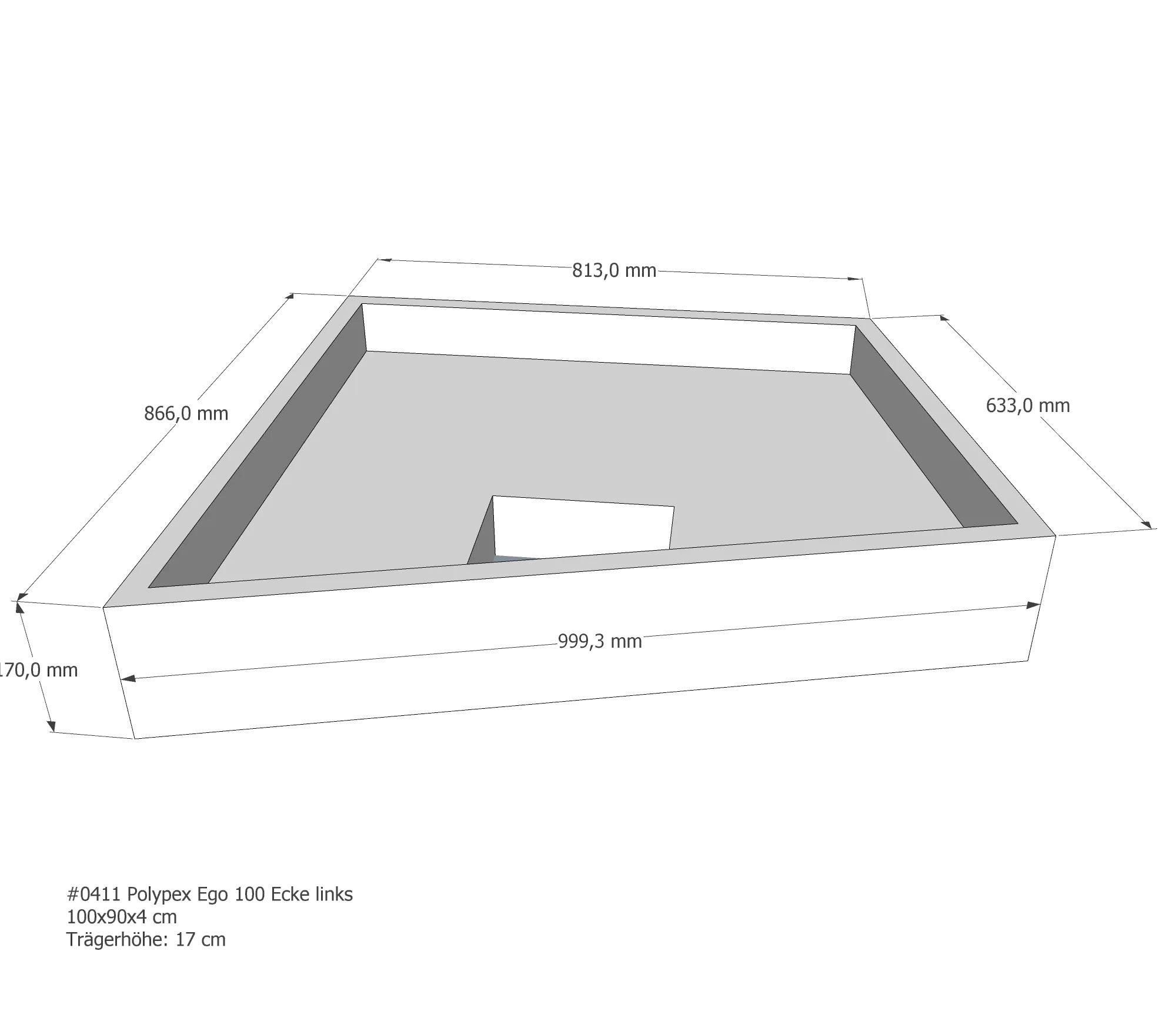Duschwannenträger für Polypex Ego 100 Ecke links 100 × 90 × 4 cm Sonderangebot 0411