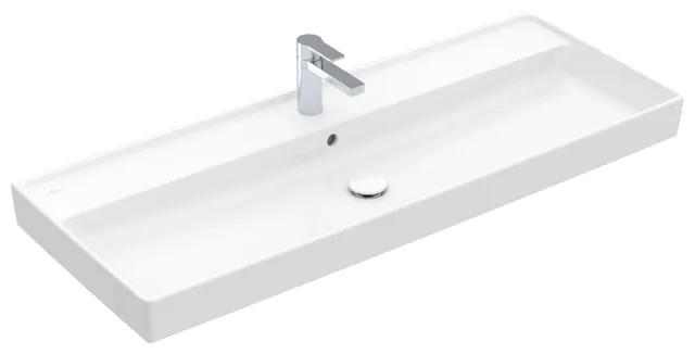 Villeroy & Boch Schrankwaschtisch aus TitanCeram „Collaro“ 1200 × 470 × 160 mm, mit Hahnlochbohrung, Hahnlochposition mittig in Weiß Alpin Villeroy & Boch Schrankwaschtisch aus TitanCeram „Collaro“ 1200 × 470 × 160 mm, mit Hahnlochbohrung, Hahnlochposition mittig in Weiß Alpin