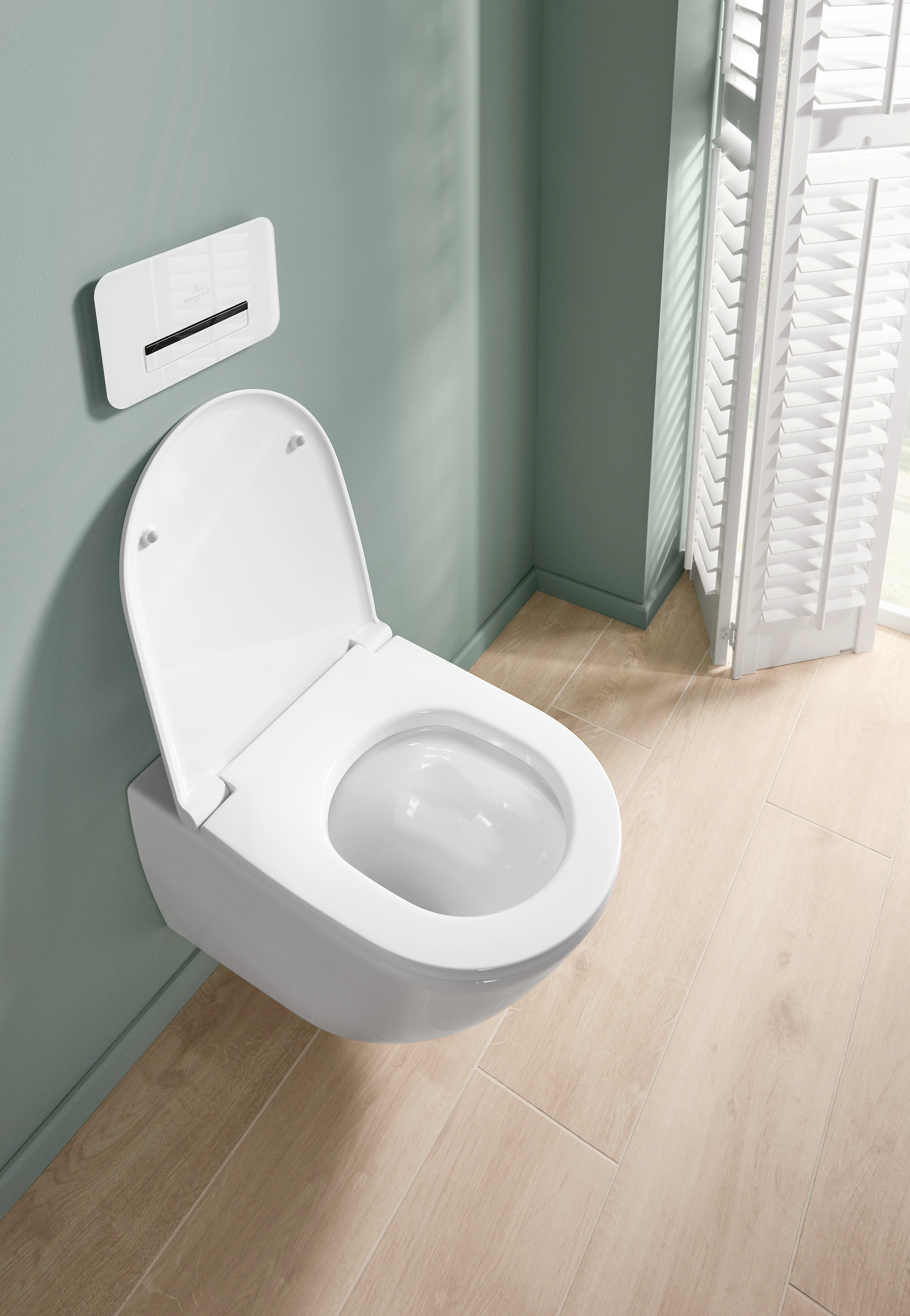 Wand-Tiefspül-WC Combi-Pack „Universo TwistFlush“ 37 × 36 × 56 × 56 cm in Weiß Alpin, mit CeramicPlus, ohne Spülrand Wand-Tiefspül-WC Combi-Pack „Universo TwistFlush“ 37 × 36 × 56 × 56 cm in Weiß Alpin, mit CeramicPlus, ohne Spülrand