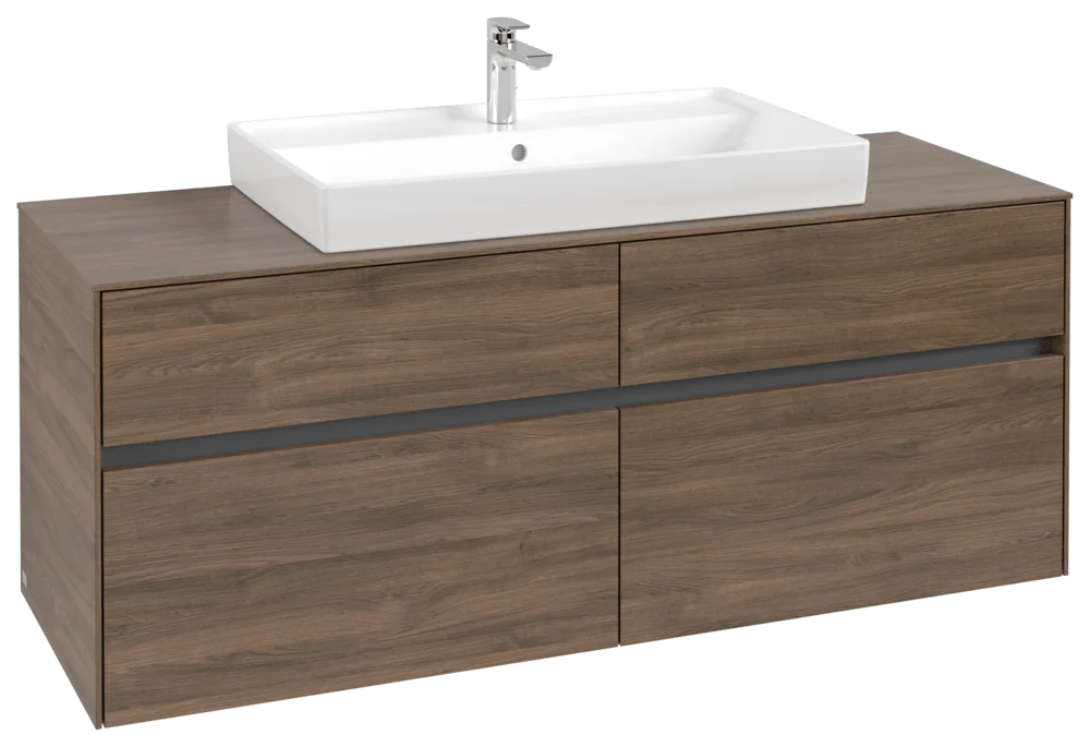 Villeroy & Boch Waschbeckenunterschrank Collaro Arizona Oak, 1400 x 500 mm, Höhe 548 mm, 4 Auszüge mit SoftClosing, mittige Wanneneinbauposition
