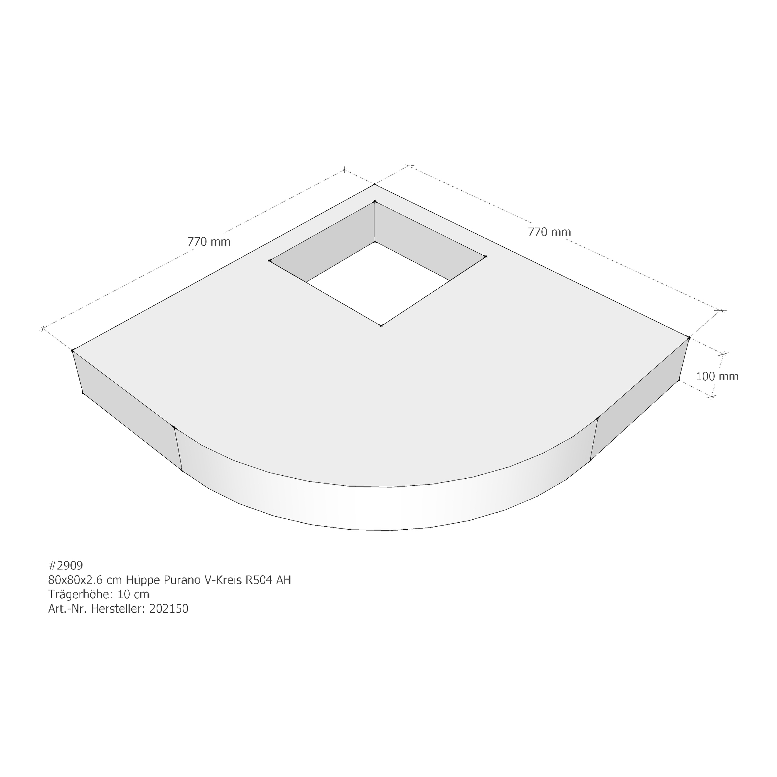 Duschwannenträger für Hüppe Purano 80 × 80 × 2,6 cm Duschwannenträger für Hüppe Purano 80 × 80 × 2,6 cm