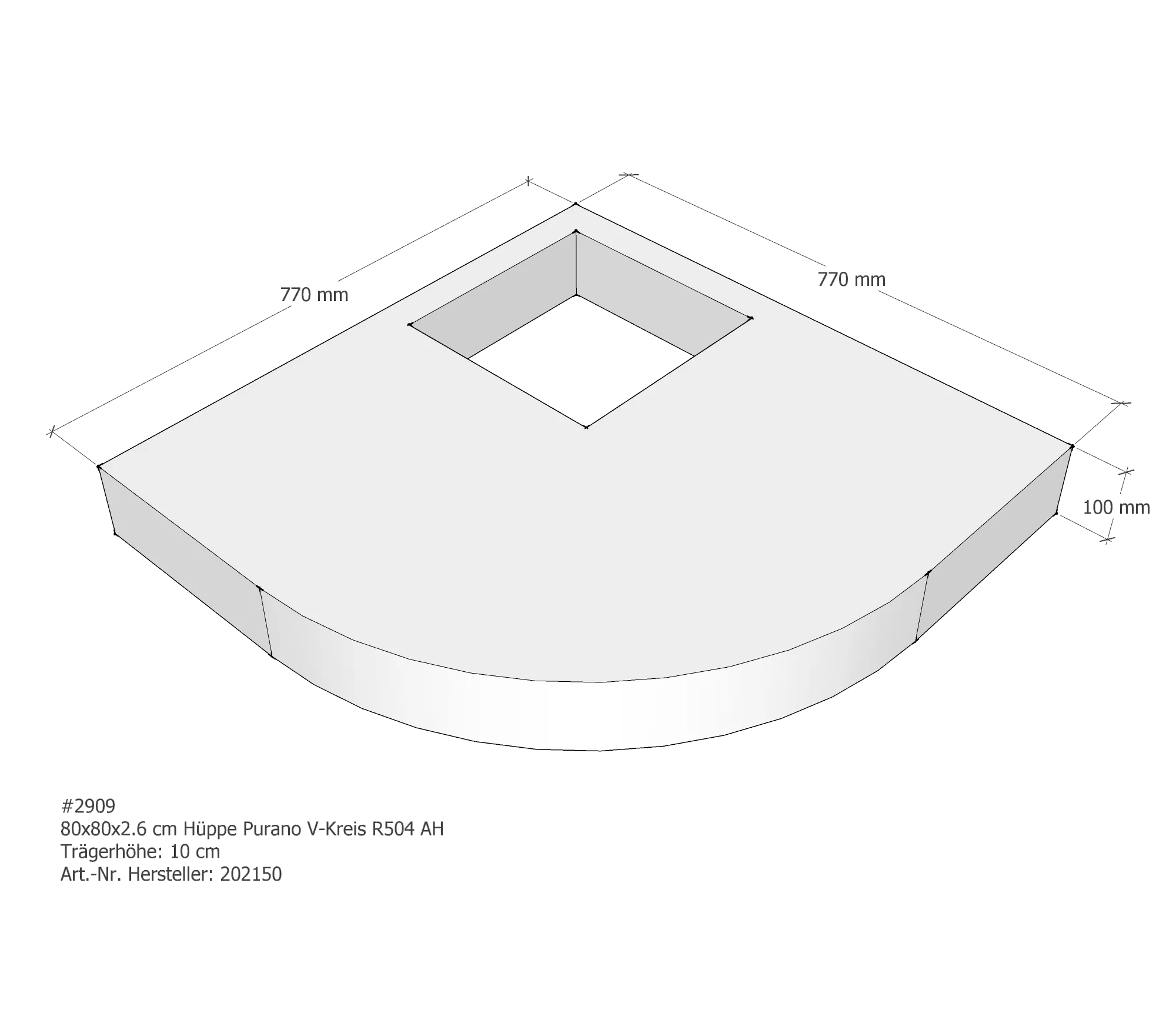 Duschwannenträger für Hüppe Purano 80 × 80 × 2,6 cm Duschwannenträger für Hüppe Purano 80 × 80 × 2,6 cm