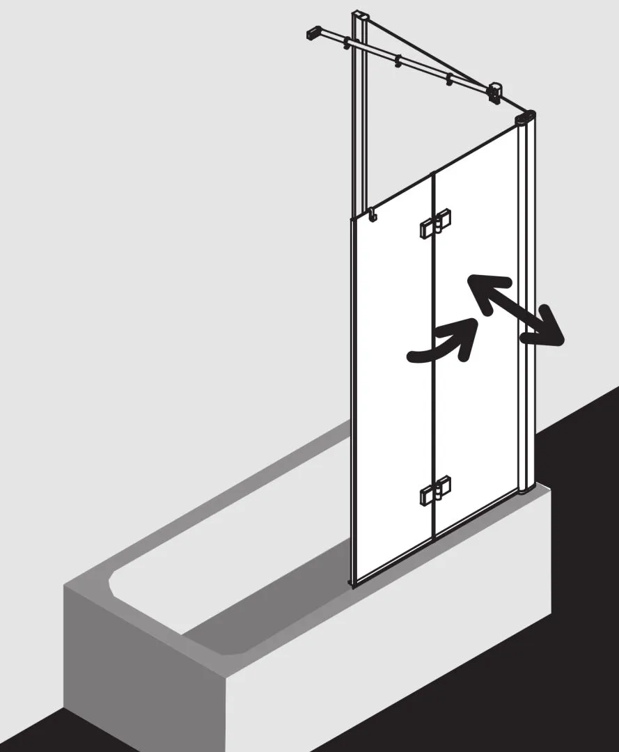 Kermi Badewannenaufsatz Faltwand 2-flügelig rechts „DIGA“ Glas SR Opaco, Profile Silber Hochglanz, BV: 1185 - 1205 mm H: 1500 mm Kermi Badewannenaufsatz Faltwand 2-flügelig rechts „DIGA“ Glas SR Opaco, Profile Silber Hochglanz, BV: 1185 - 1205 mm H: 1500 mm