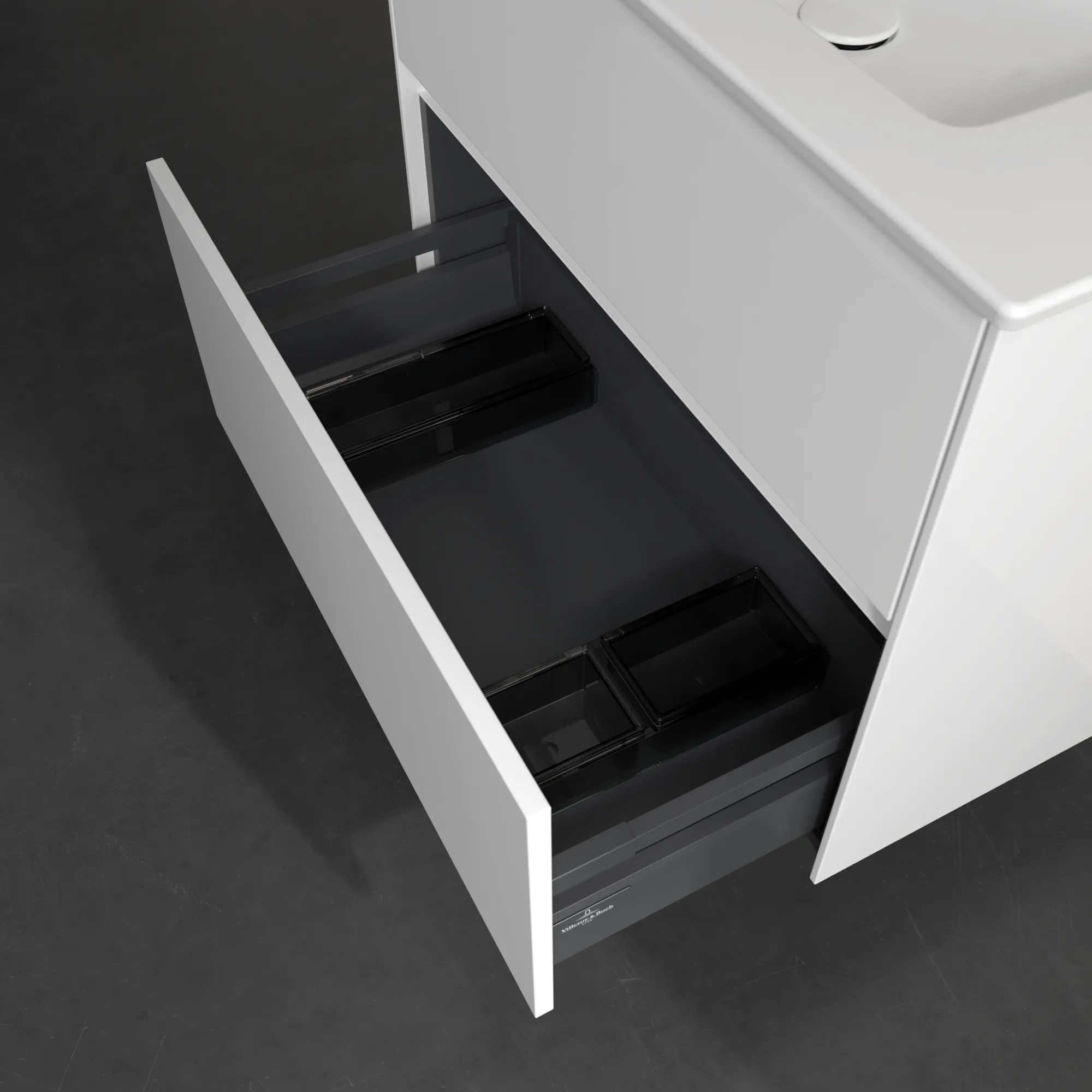 Villeroy & Boch Waschtischunterschrank „Collaro“ 761 × 610 × 480 mm Glossy White, ohne Beleuchtung, für Becken mittig Villeroy & Boch Waschtischunterschrank „Collaro“ 761 × 610 × 480 mm Glossy White, ohne Beleuchtung, für Becken mittig