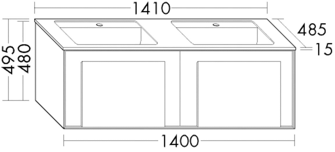 Mineralguss-Waschtisch mit Unterschrank, Serie Moto PG1, 485x1410x495 mm, Beckenmaße 498x295 mm, Muldentiefe 124 mm, 2 Auszüge, 2 Innenschubladen, 2 Inneneinteilungen Mineralguss-Waschtisch mit Unterschrank, Serie Moto PG1, 485x1410x495 mm, Beckenmaße 498x295 mm, Muldentiefe 124 mm, 2 Auszüge, 2 Innenschubladen, 2 Inneneinteilungen