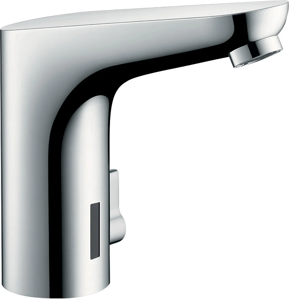 Hansgrohe Waschtischmischer Elektronik Focus, Chrom, Ausladung 127 mm, Normalstrahl, Batteriebetrieb mit Temperaturregulierung und Hygienefunktion