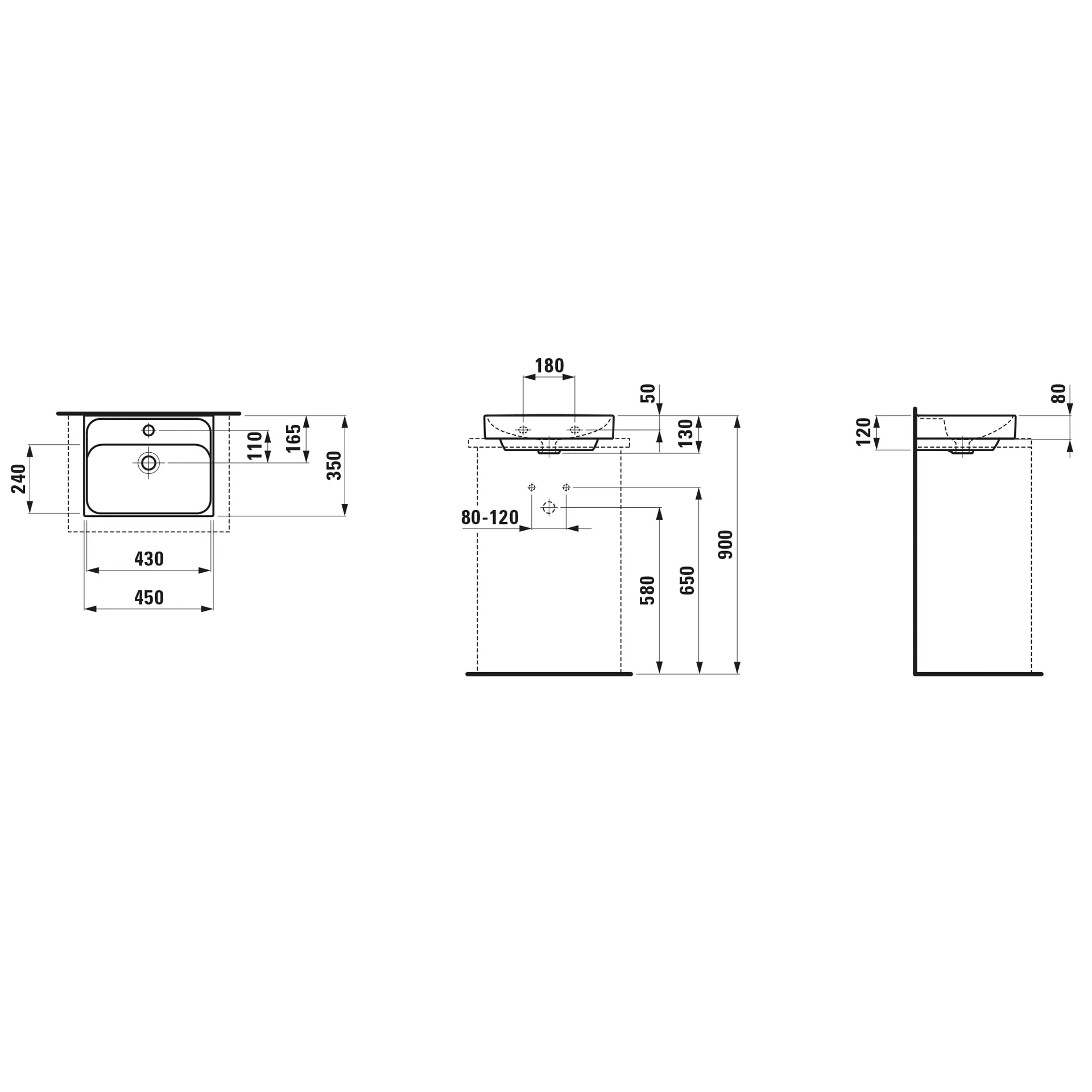 Aufsatz-Handwaschbecken, MEDA, 350x450x130, 1 Hahnloch mit Überlauf, weiß Aufsatz-Handwaschbecken, MEDA, 350x450x130, 1 Hahnloch mit Überlauf, weiß