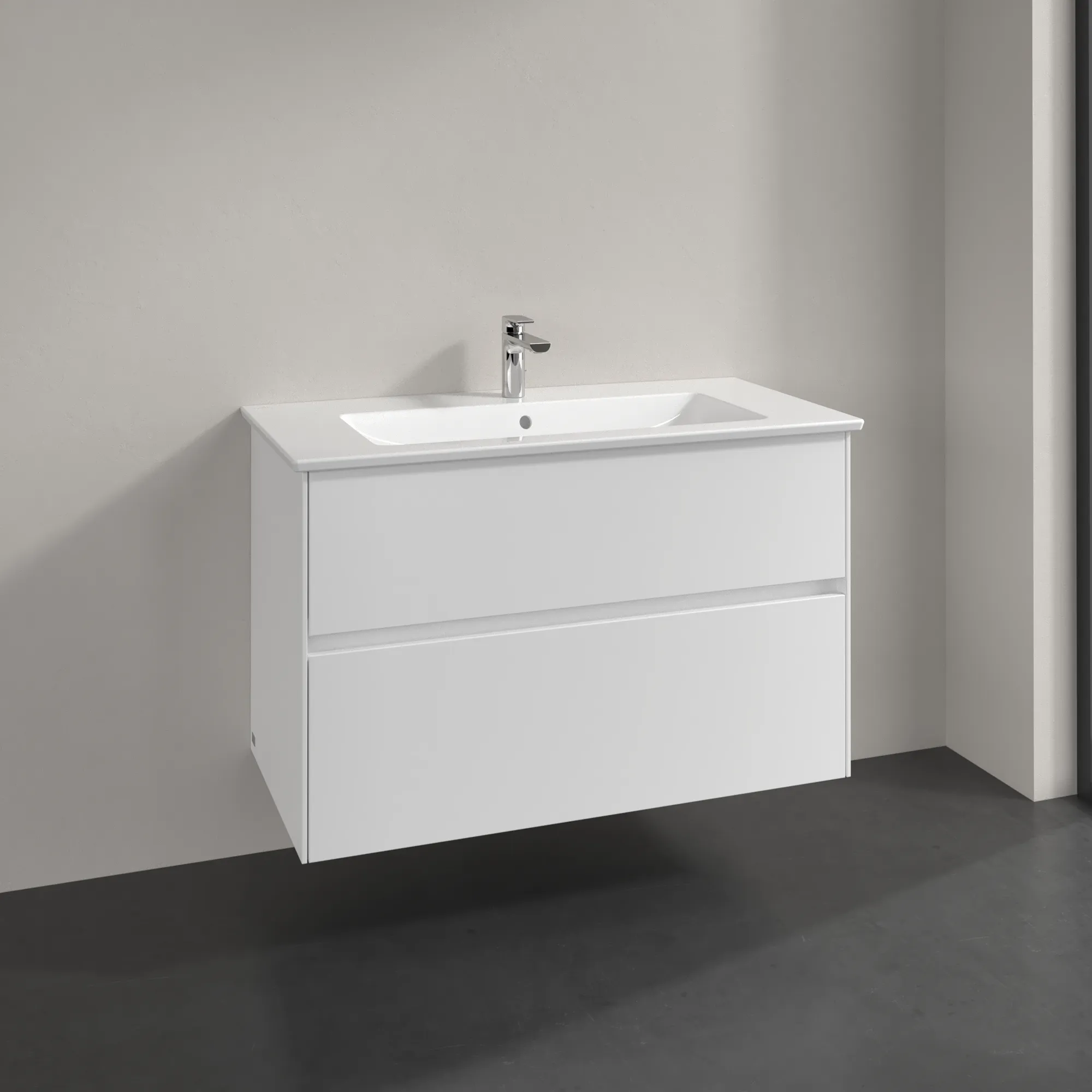 Villeroy & Boch Waschtischunterschrank „Collaro“ 961 × 610 × 480 mm Weiß Matt, ohne Beleuchtung, für Becken mittig