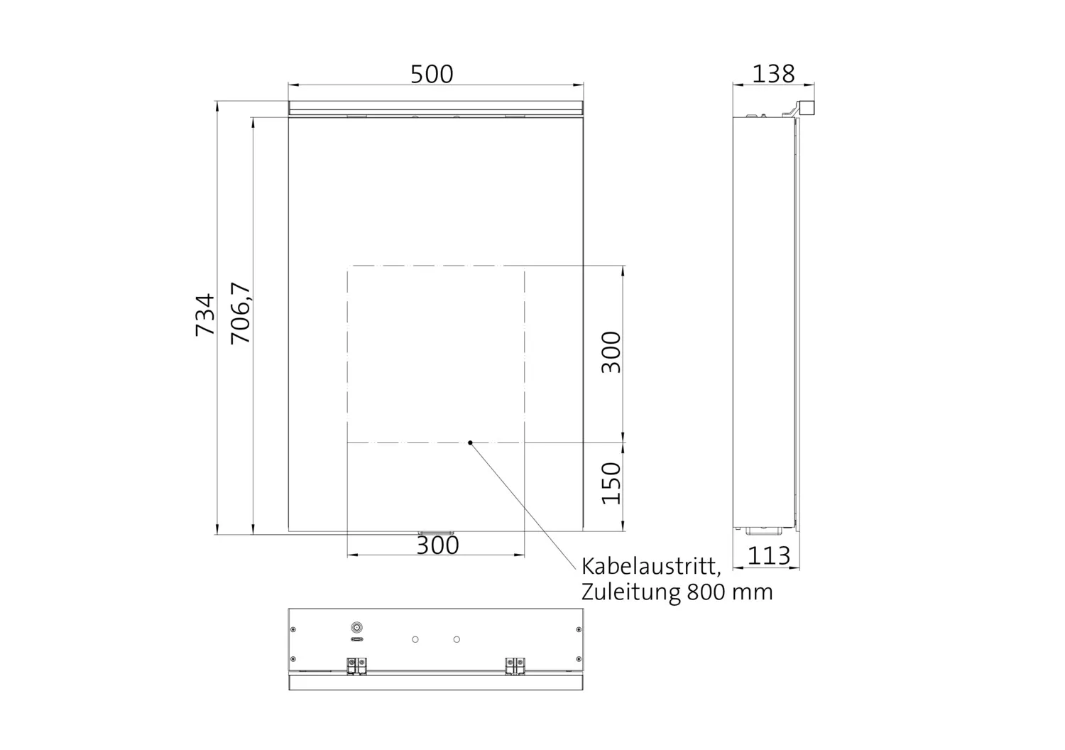 Lichtspiegelschrank flat IIClassic Leuchte, Aufputz,mit Waschtischbeleuchtung,1 Tür, 500mm
