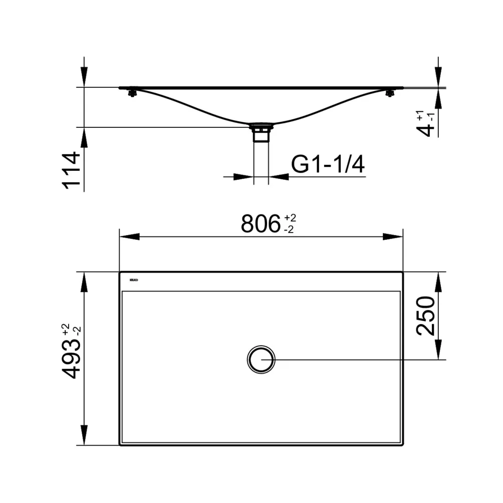 KEUCO Emaille-Einbauwaschtisch „Edition 11 Art“, ohne Hahnlochbohrung in Weiß, 806 × 493 × 4 mm KEUCO Emaille-Einbauwaschtisch „Edition 11 Art“, ohne Hahnlochbohrung in Weiß, 806 × 493 × 4 mm